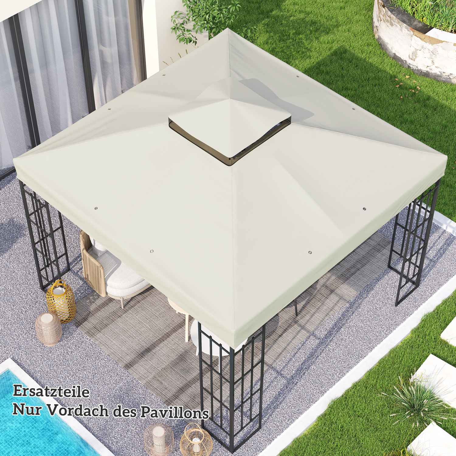 Náhradní střecha na altán, 3x3m, oxfordská tkanina, voděodolná