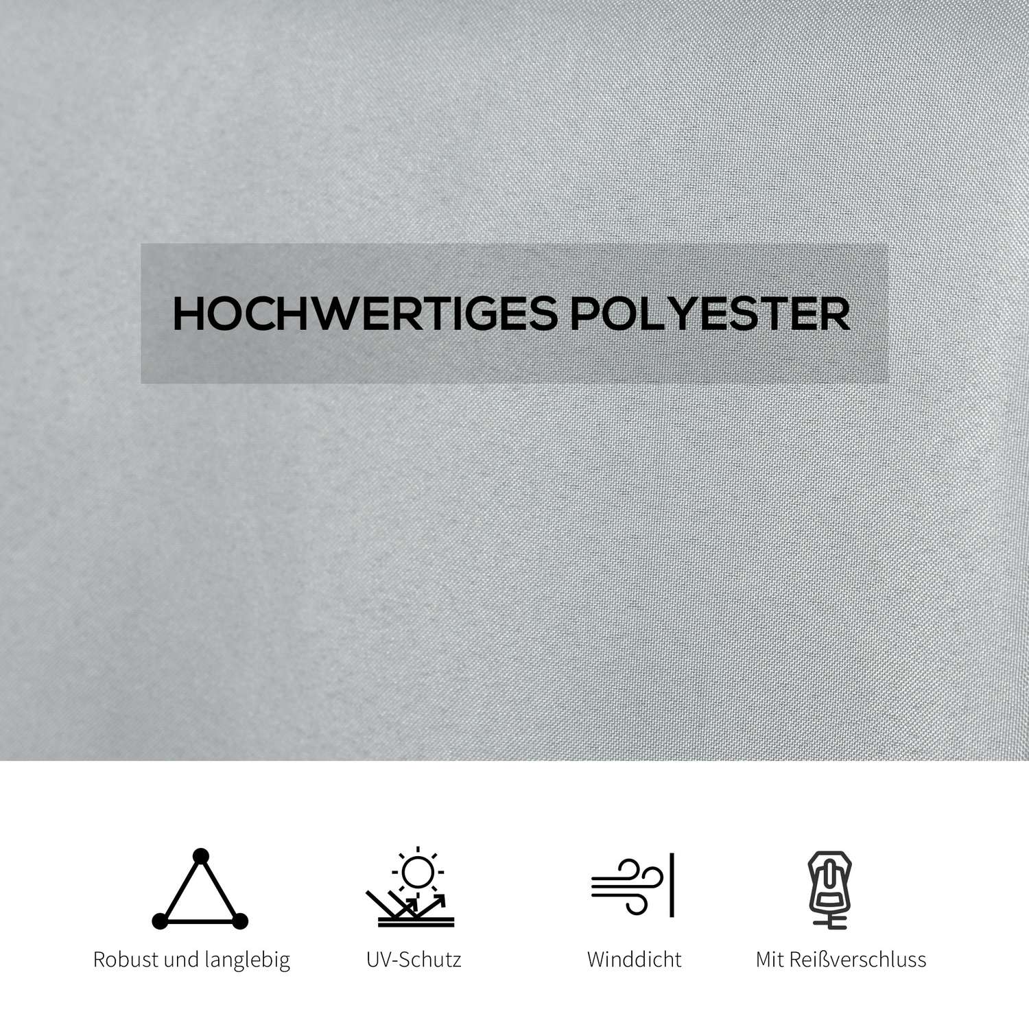 Boční panely k altánu, světle šedý polyester, 3 × 4 m, sada 4 kusů
