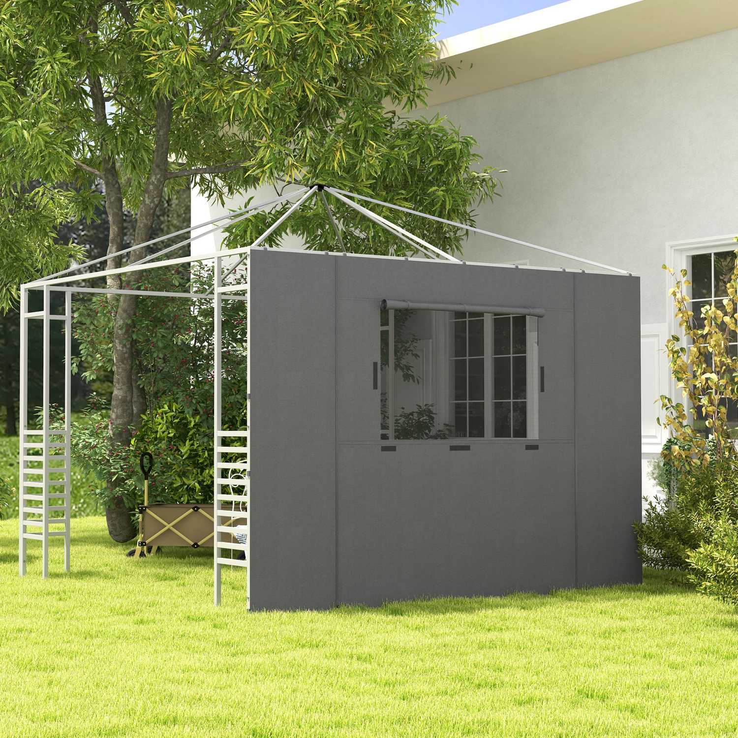 Gazebo sidoväggar, nätfönster, mörkgrå, 2,95x2,95M