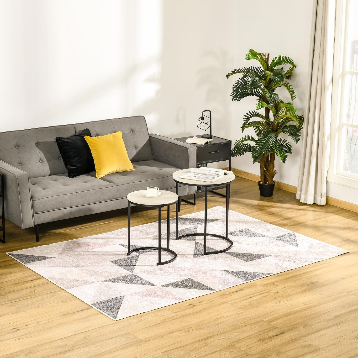 Geometrisk modern matta 230x160 cm för vardagsrum, grå/svart/vit