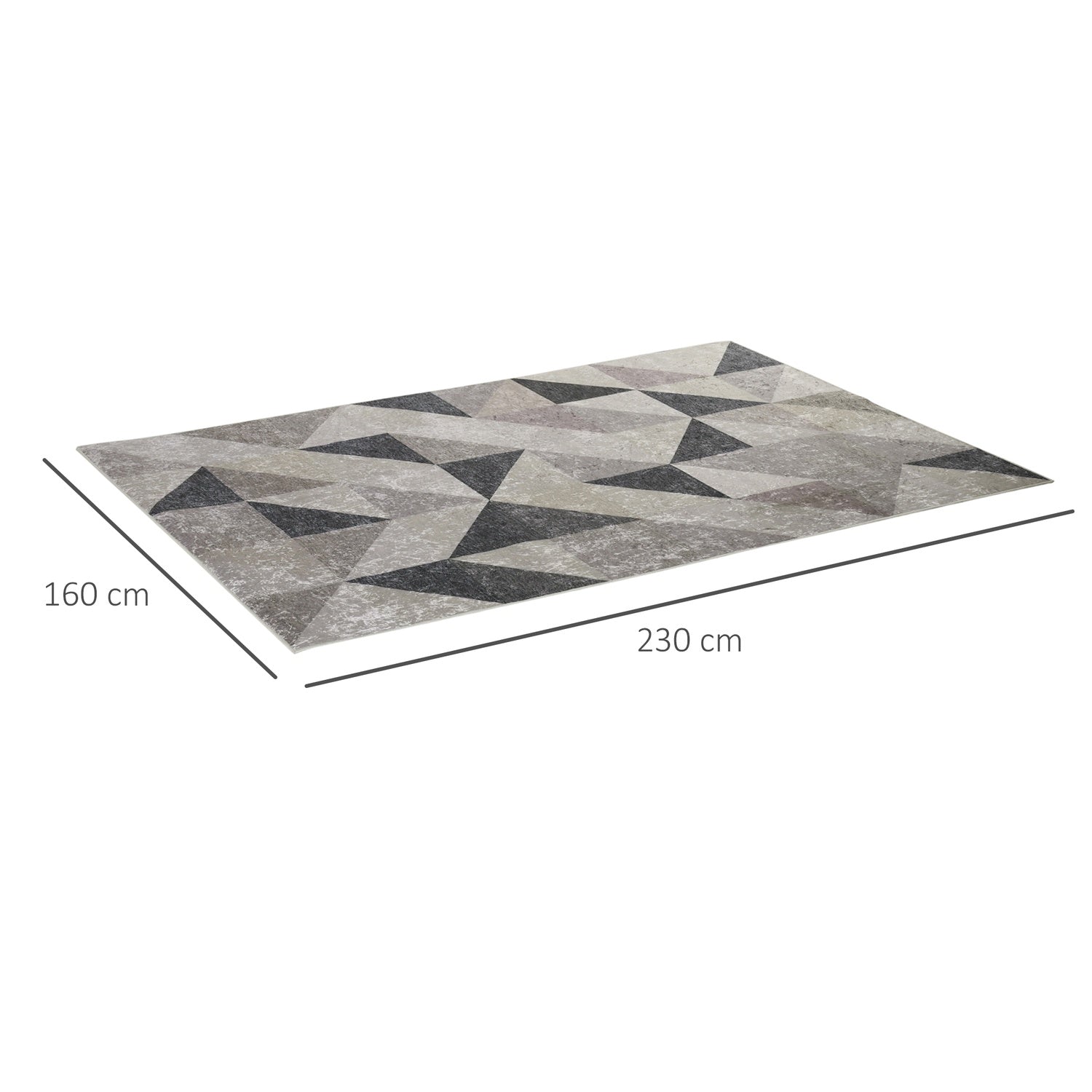 Geometrisk modern matta 230x160 cm för vardagsrum, grå/svart/vit