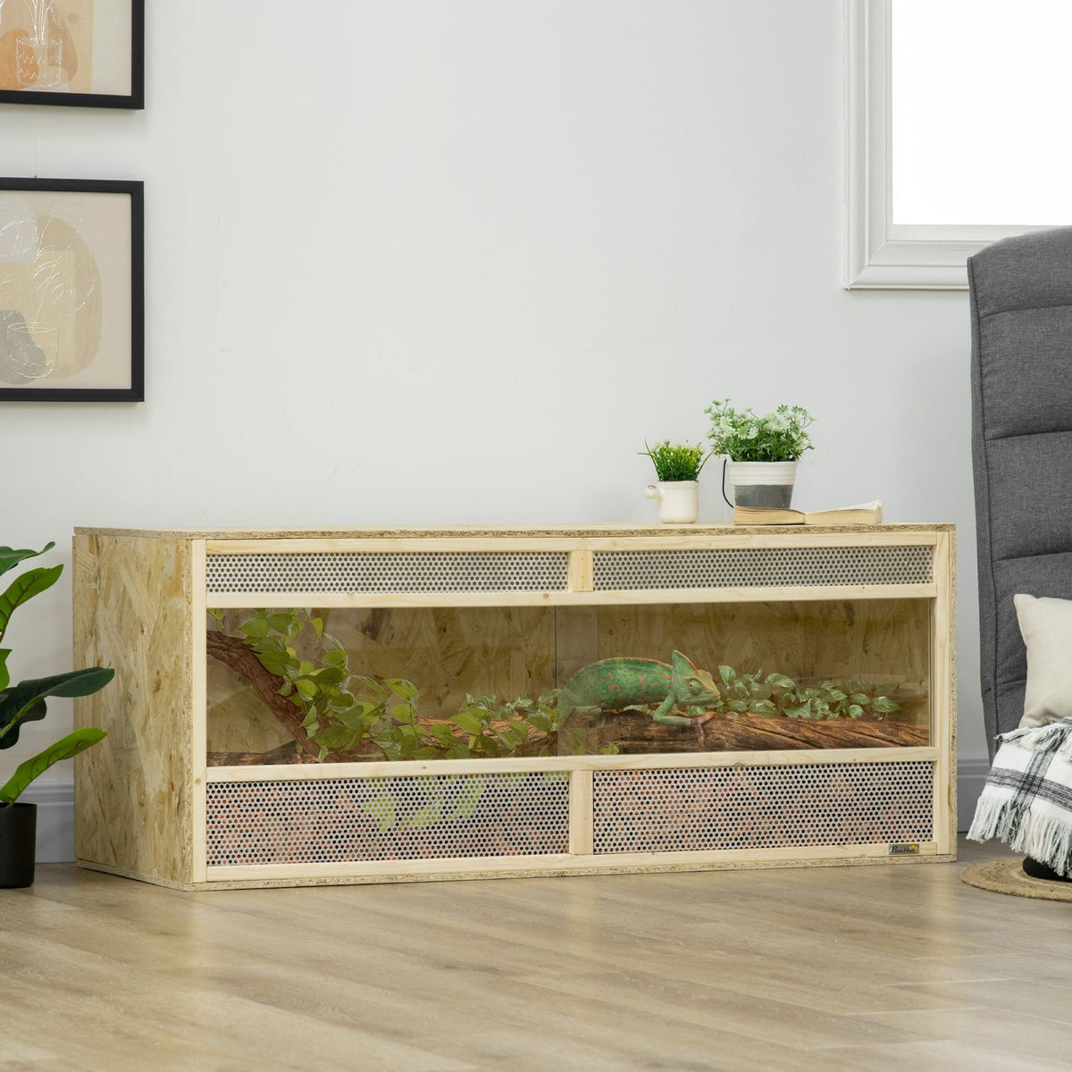 Skleněné terárium, 120x50x50 cm, odvětrávané, s posuvnými dveřmi
