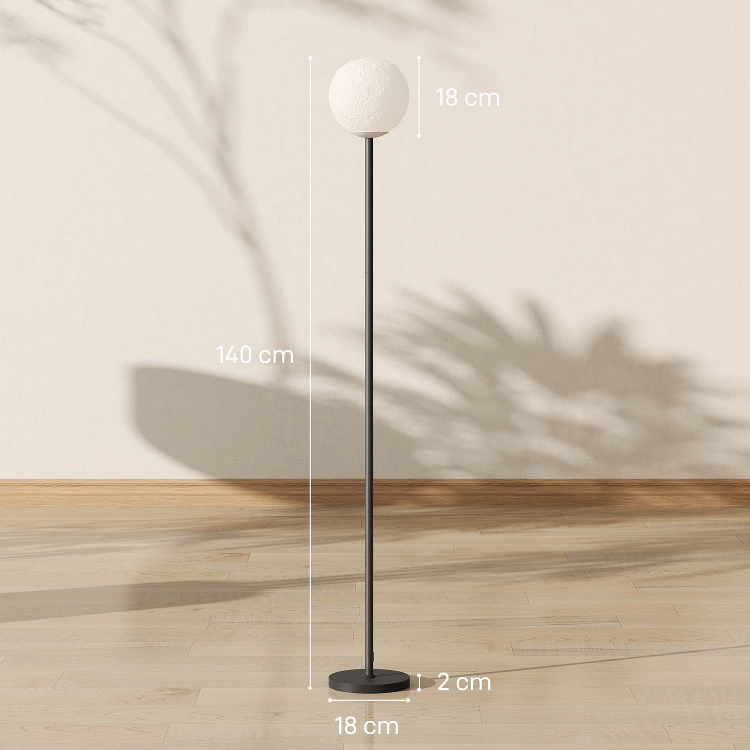 Golvlampa med månskydd, fotkontakt, 3 färgtemp