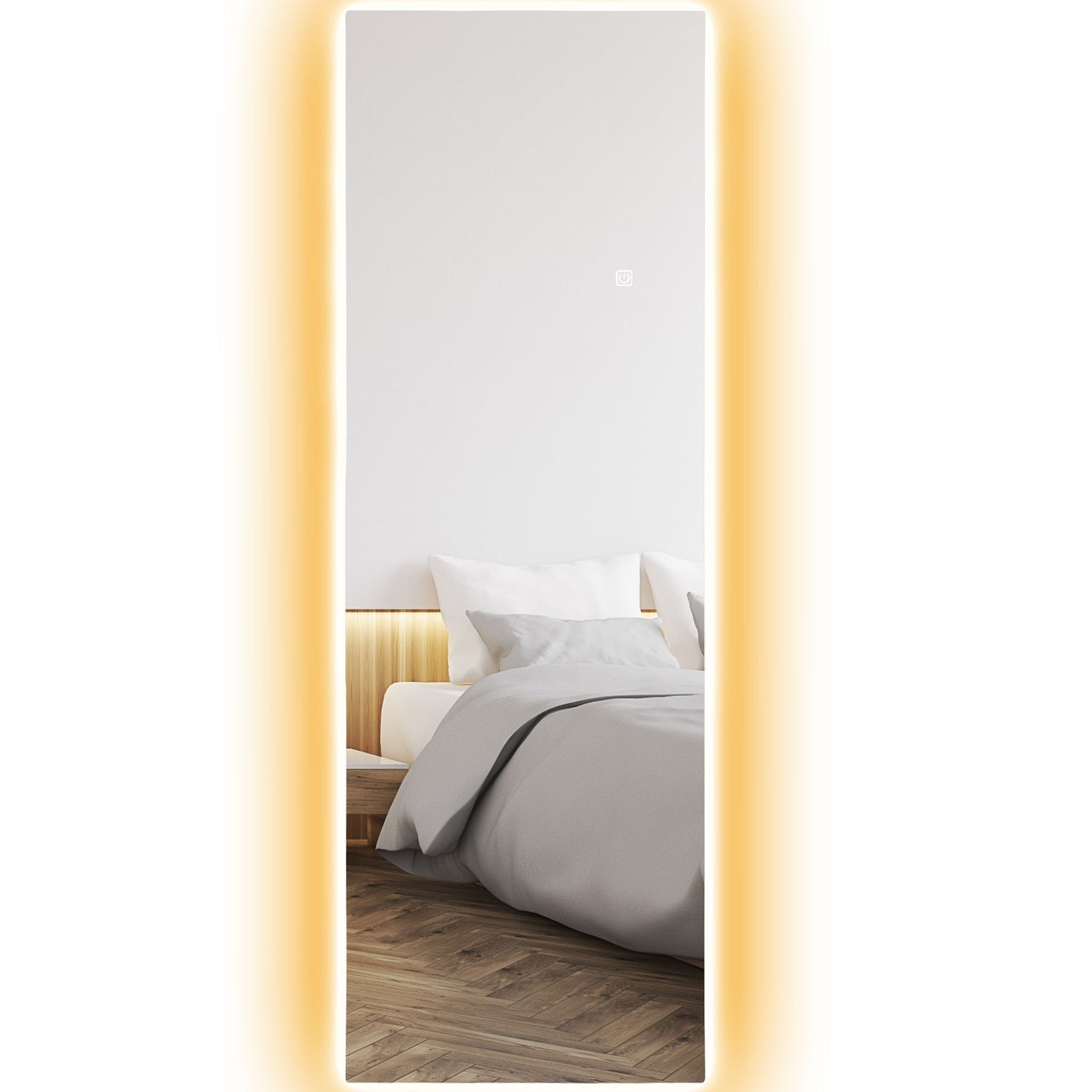 Stojací zrcadlo s LED osvětlením, dotykové ovládání, 40x120 cm