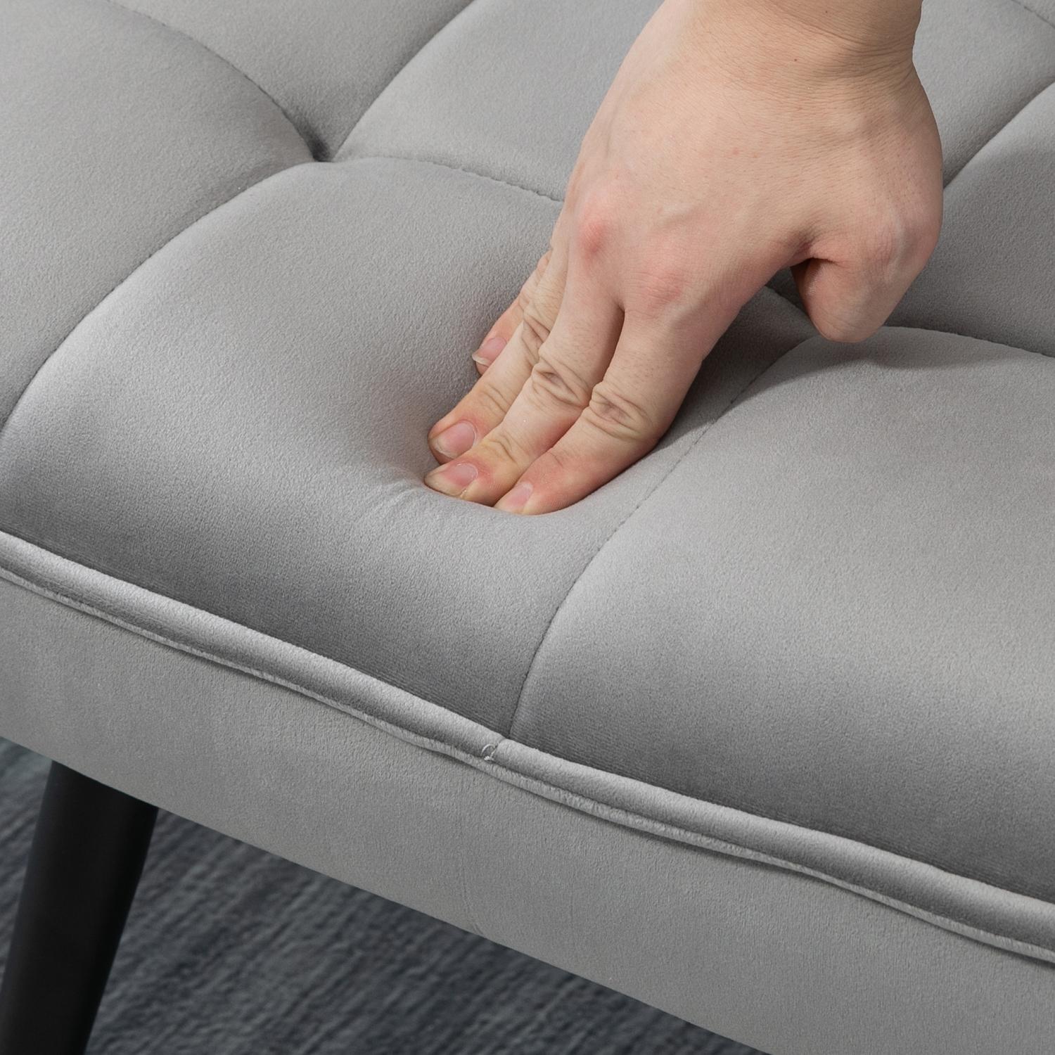 Grå Relax Stol & Ottoman Set, Sammetsklädsel, bekväma kuddar