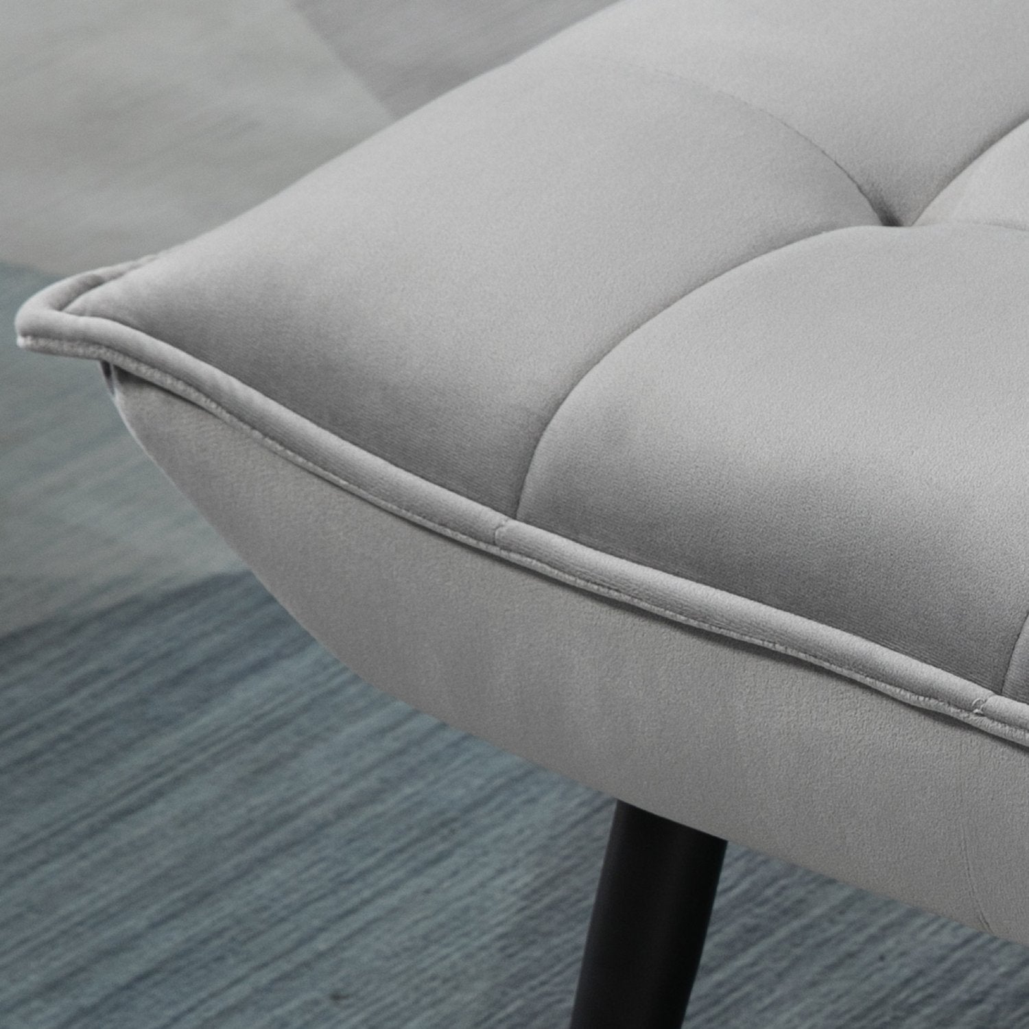 Grå Relax Stol & Ottoman Set, Sammetsklädsel, bekväma kuddar