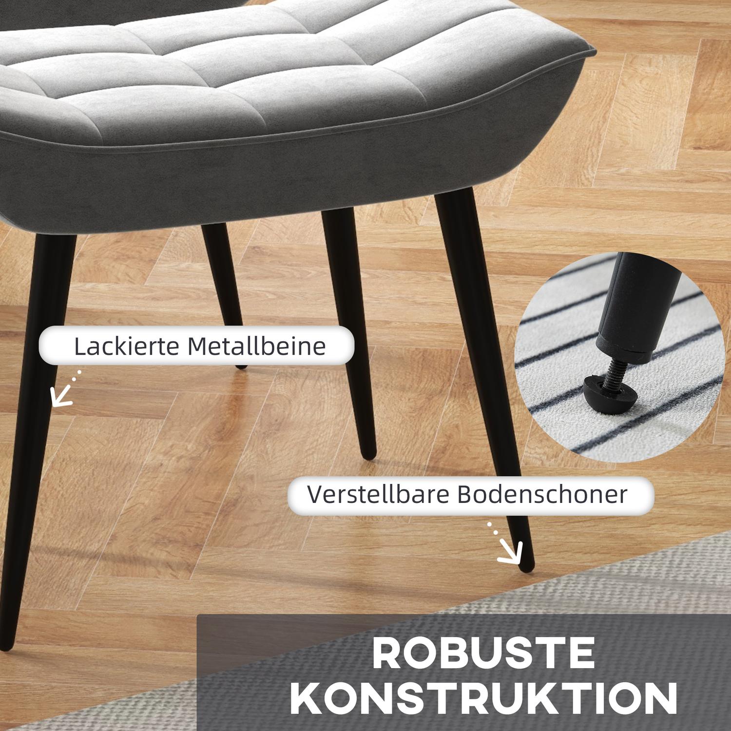Grå Relax Stol & Ottoman Set, Sammetsklädsel, bekväma kuddar