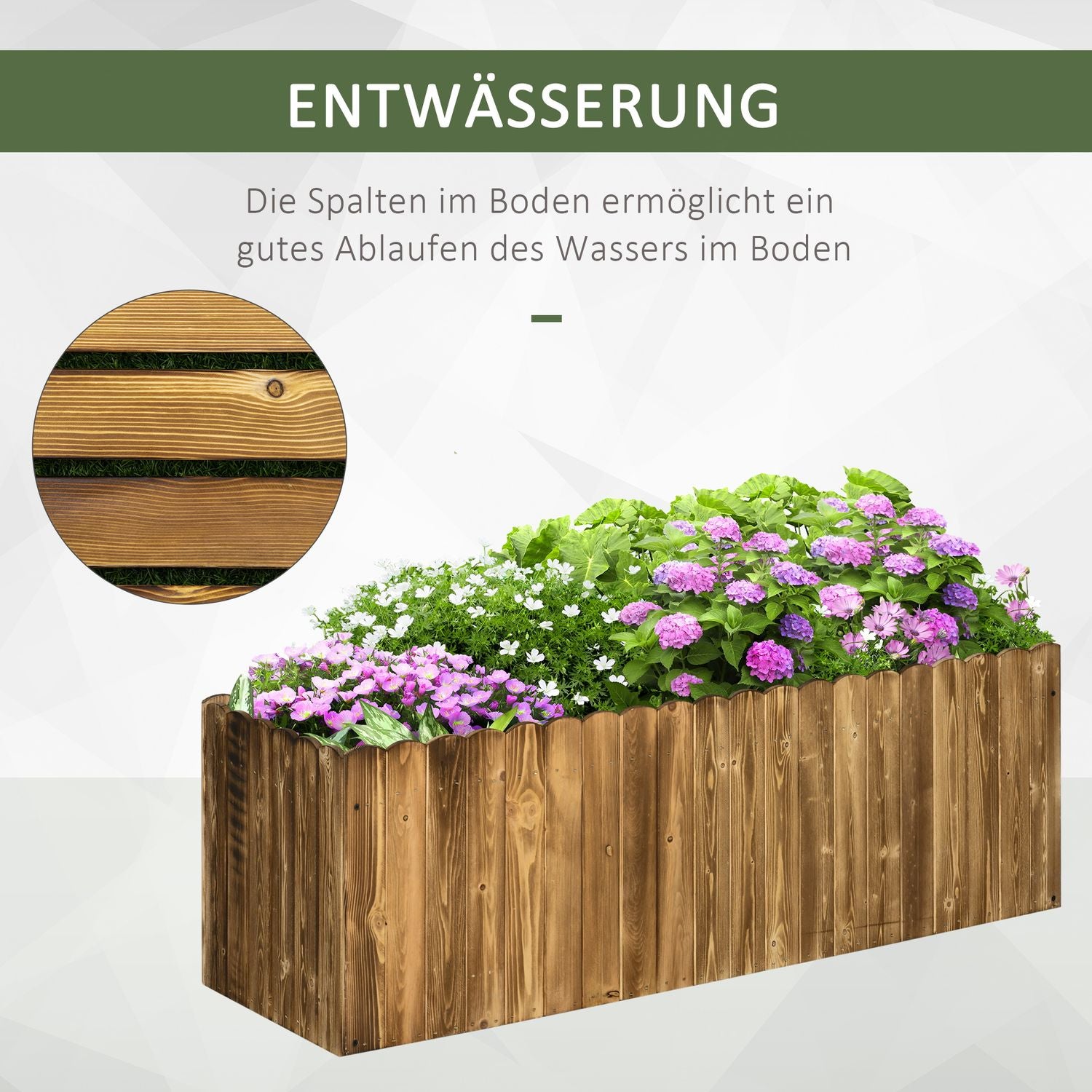 Granwood Upphöjd planteringslåda för örter, grönsaker, blommor – 120 x 40 x 40 cm