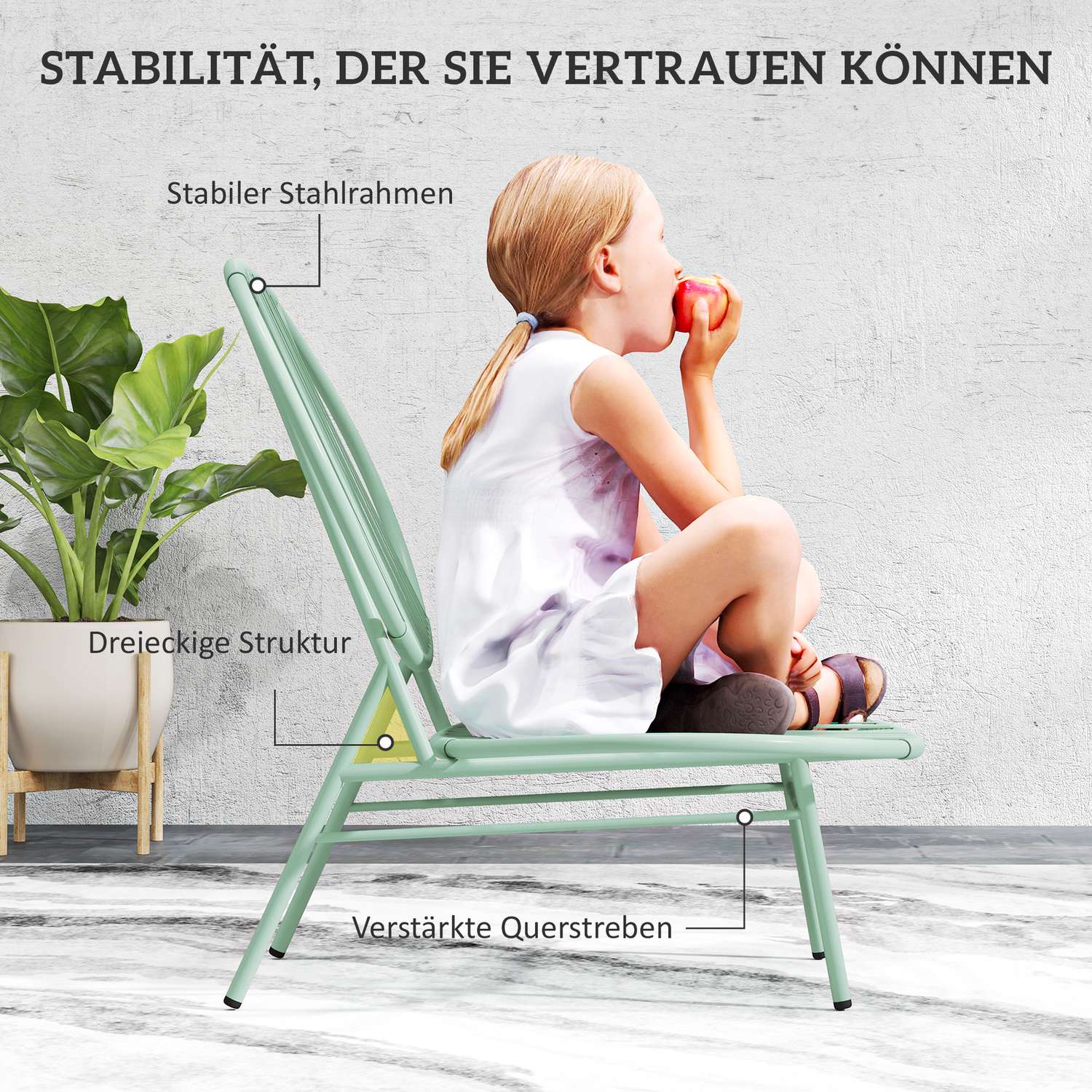 Zelená ocelová bistro sada – židle odolné vůči povětrnostním vlivům a ergonomické