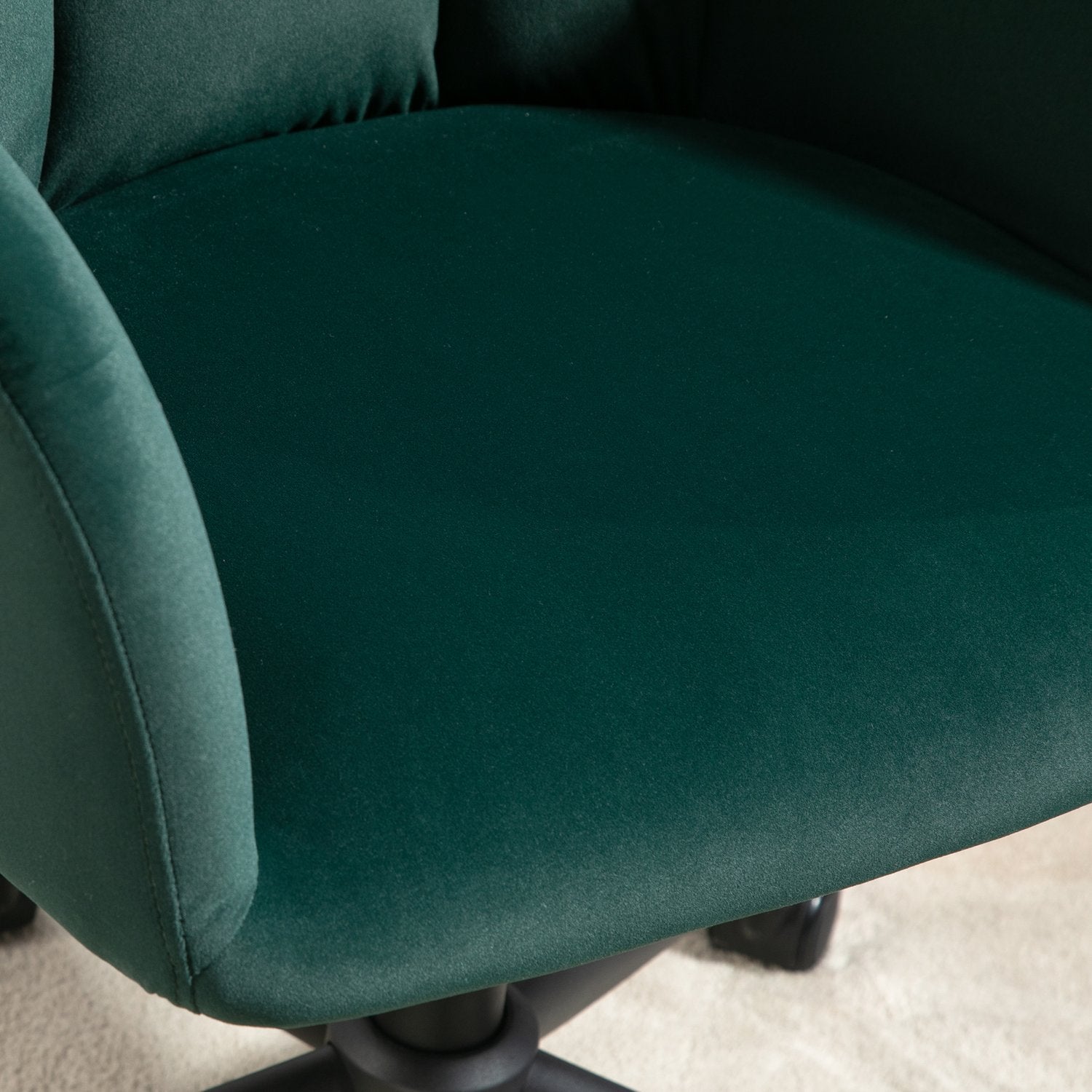 Green Velvet Look Swivel Office Stol, Justerbar Med Armstöd