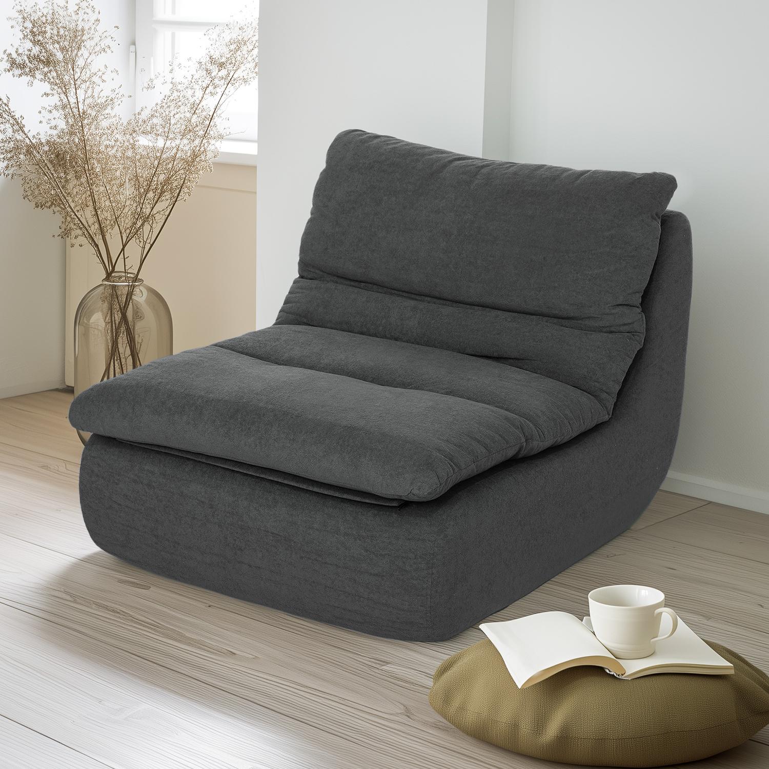 Šedé podlahové křeslo – pěna Ultra-High Density Foam, pratelný potah