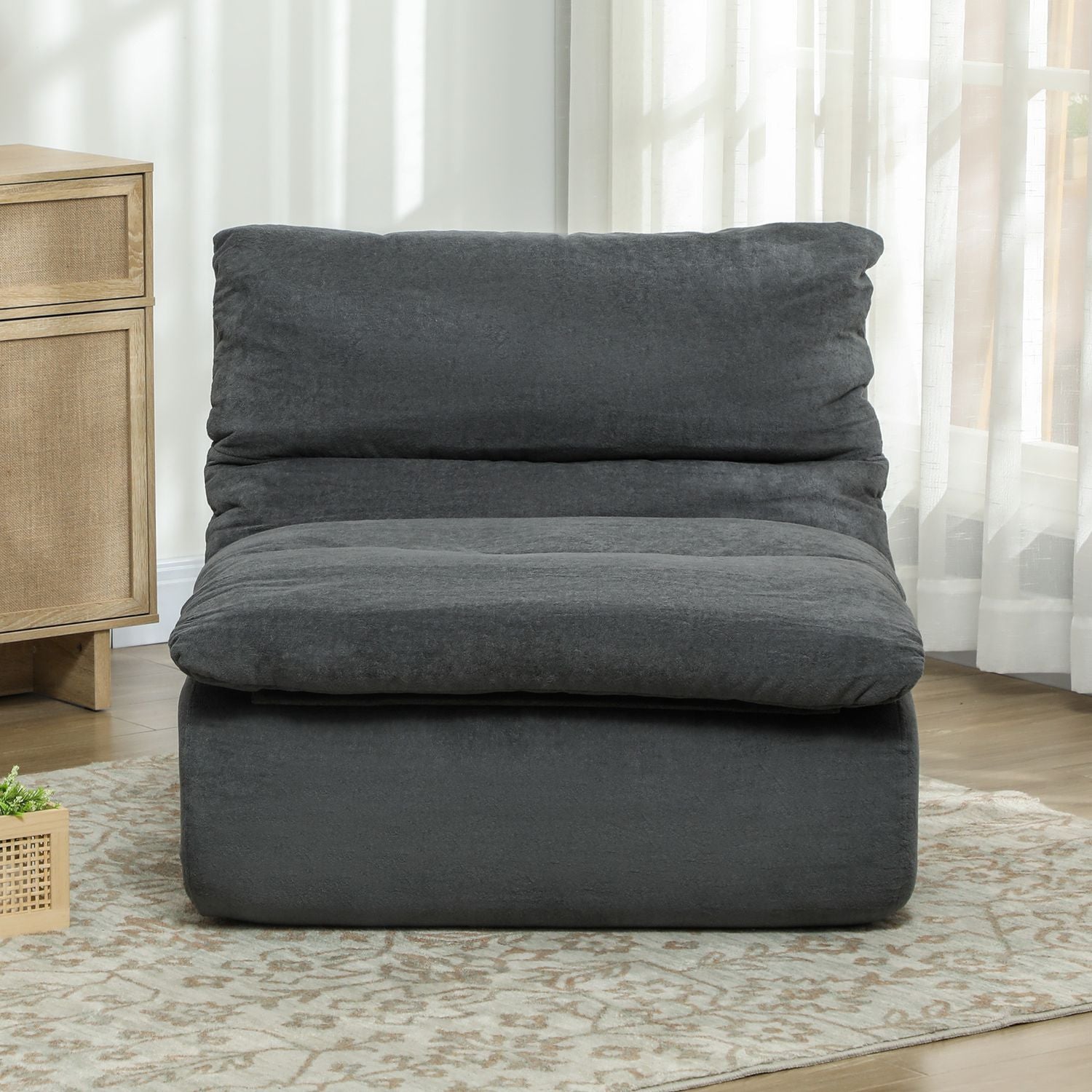 Šedé podlahové křeslo – pěna Ultra-High Density Foam, pratelný potah
