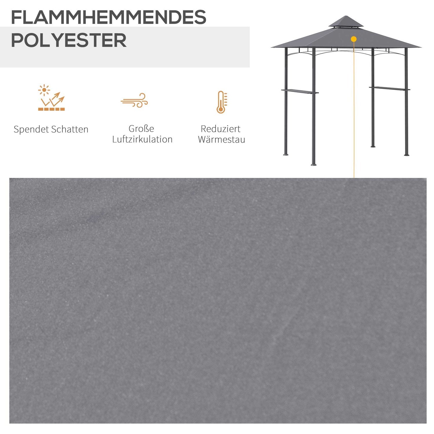 Grill Gazebo, Flamskydd, Grå, 245x148x252 cm