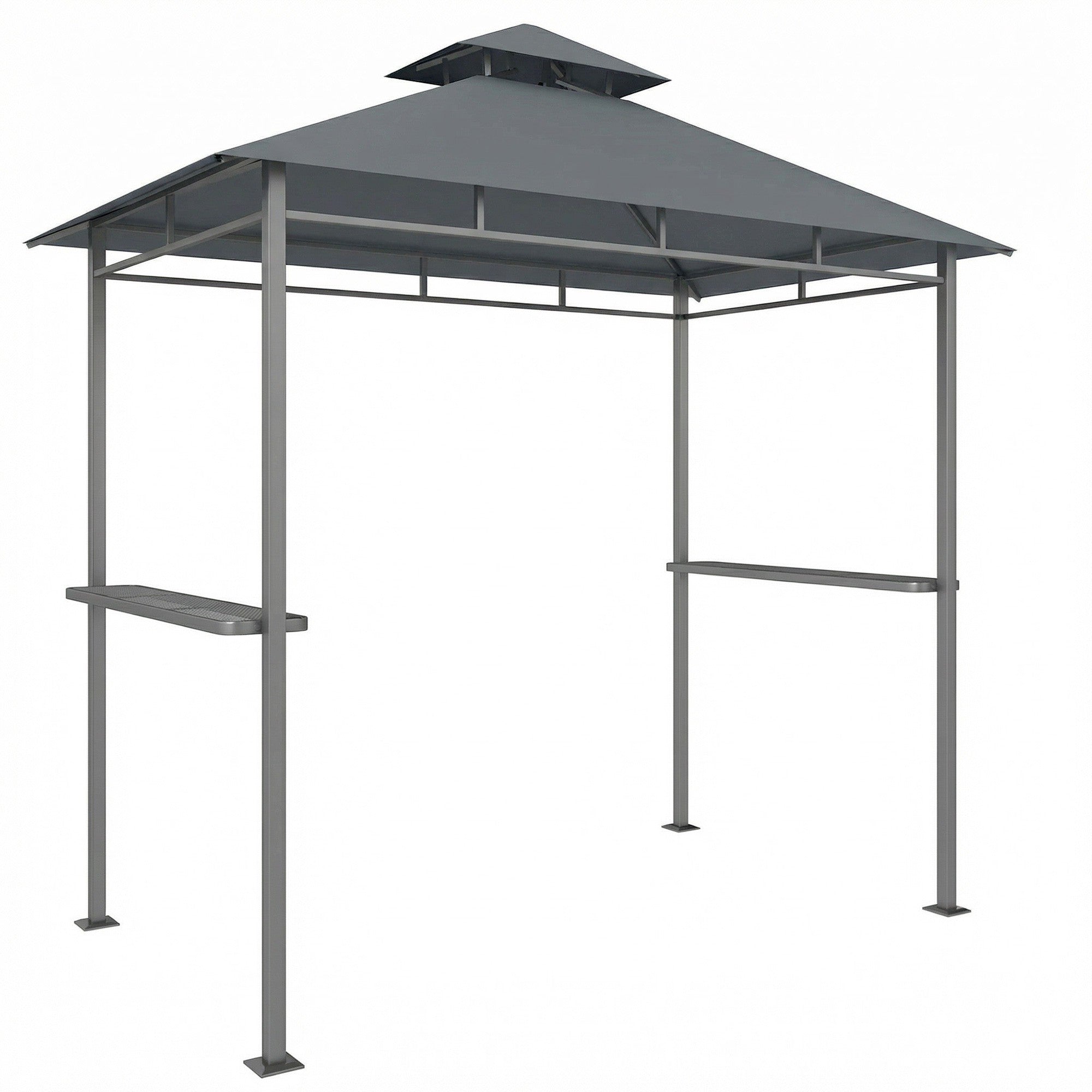 Grillpaviljong 2,4x1,4m, ventilerat tak, sidohyllor