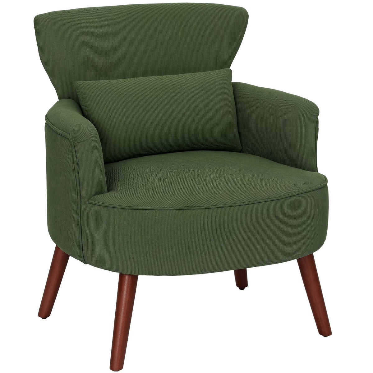 Zelené manšestrové křeslo Wingback – pěna s vysokou hustotou, polstrování 18 cm