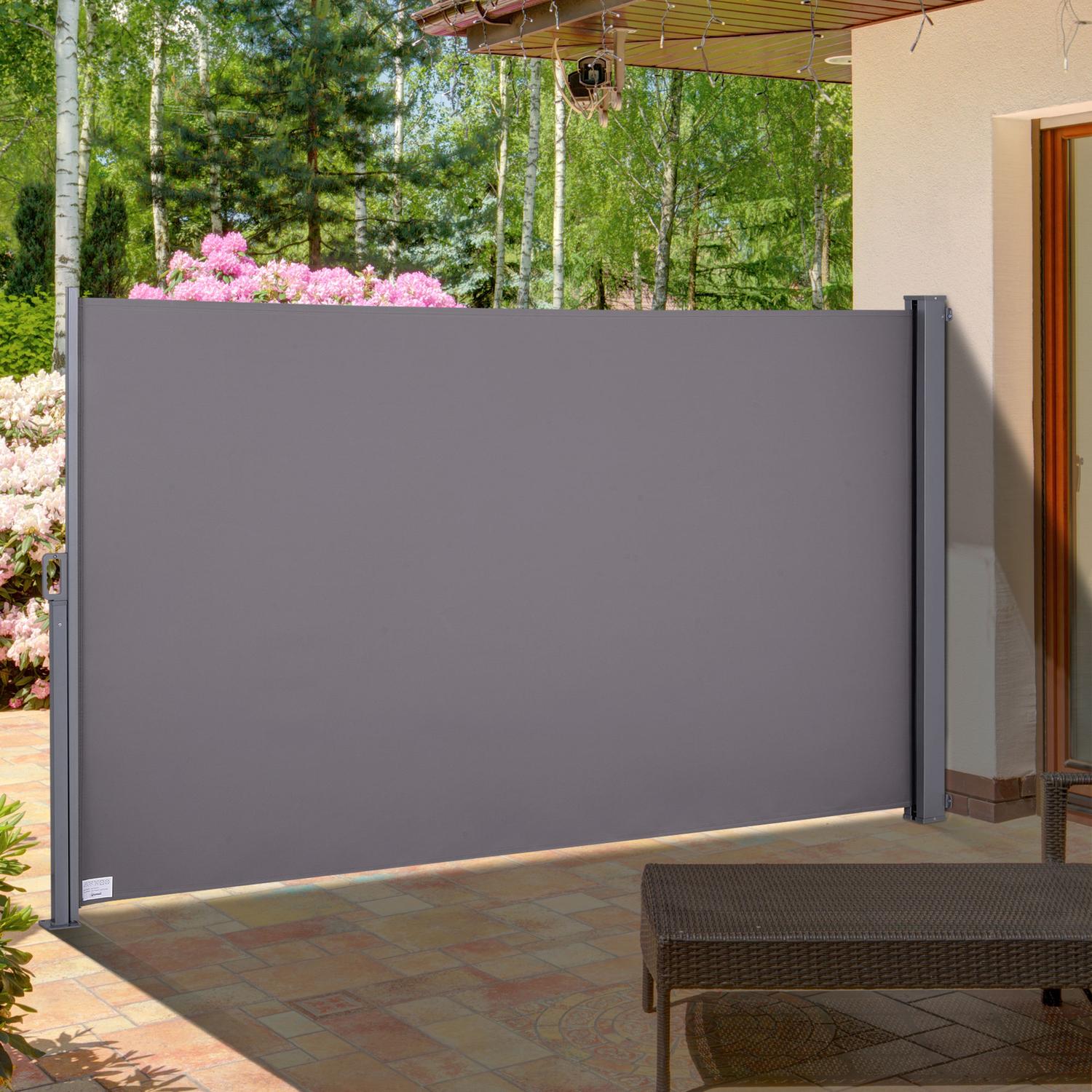 Grå polyester sidomarkisgardin, 300x200cm Sekretess & solskydd