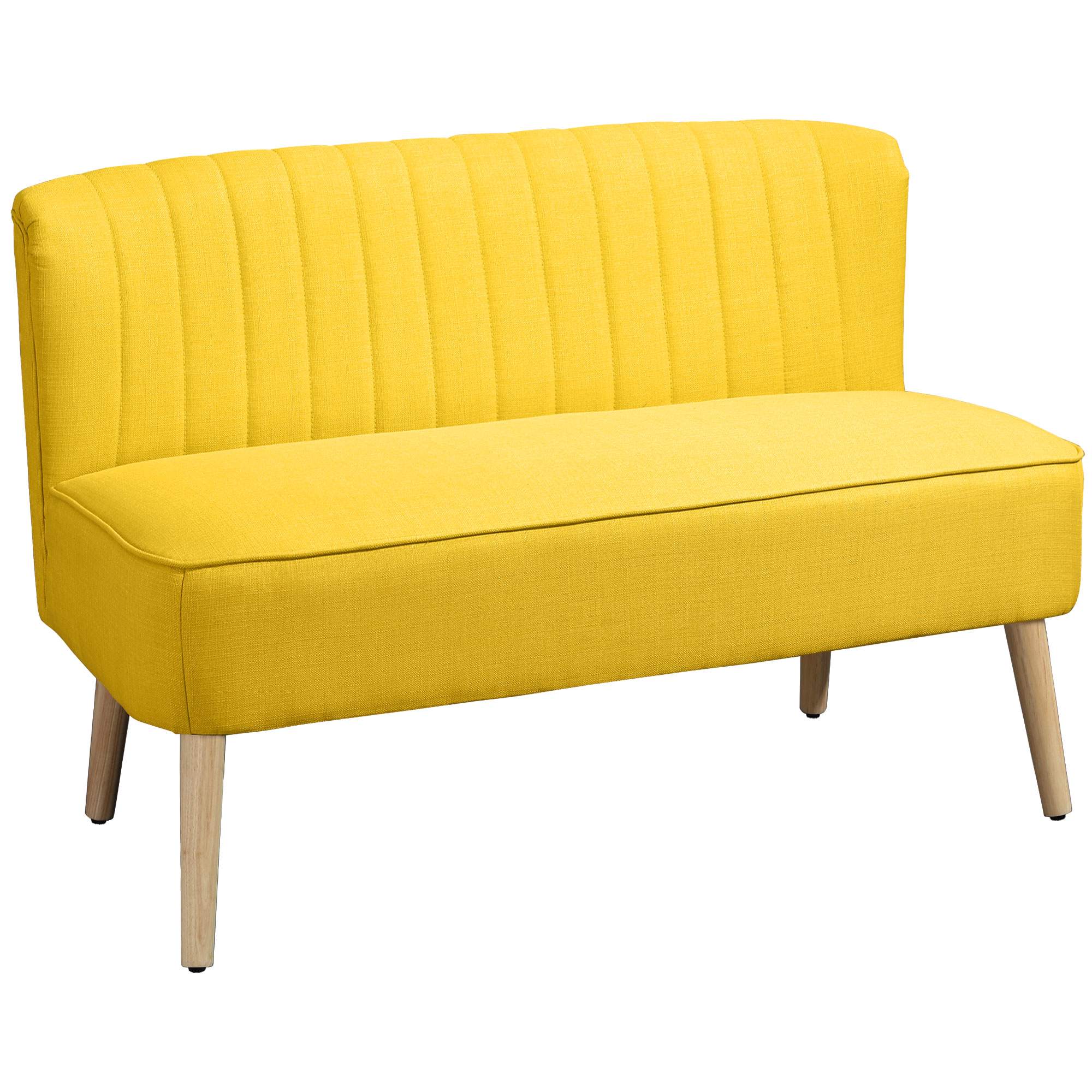 Gul 2-sitssoffa, skum och linne, kompakt design