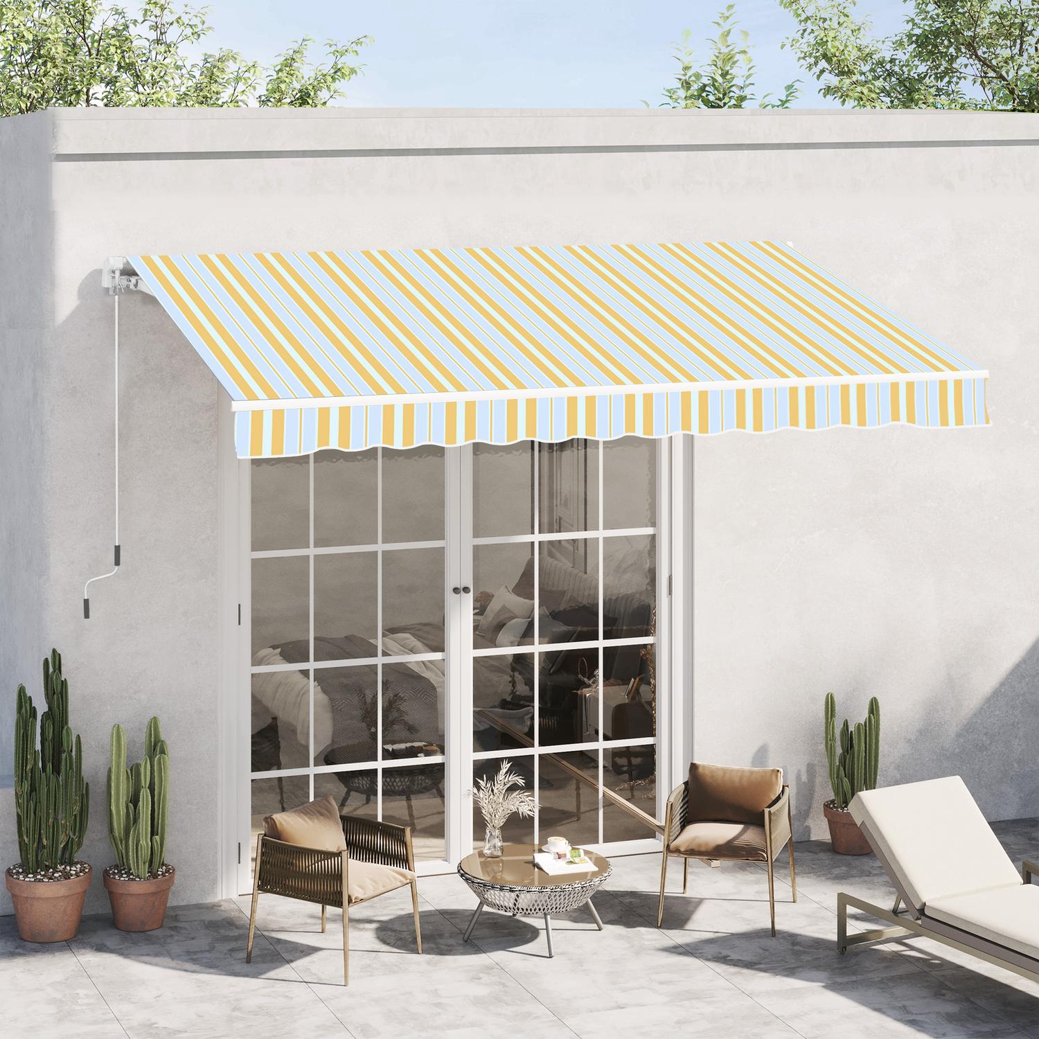 Gulbeige solskyddsmarkis med handvev, aluminium