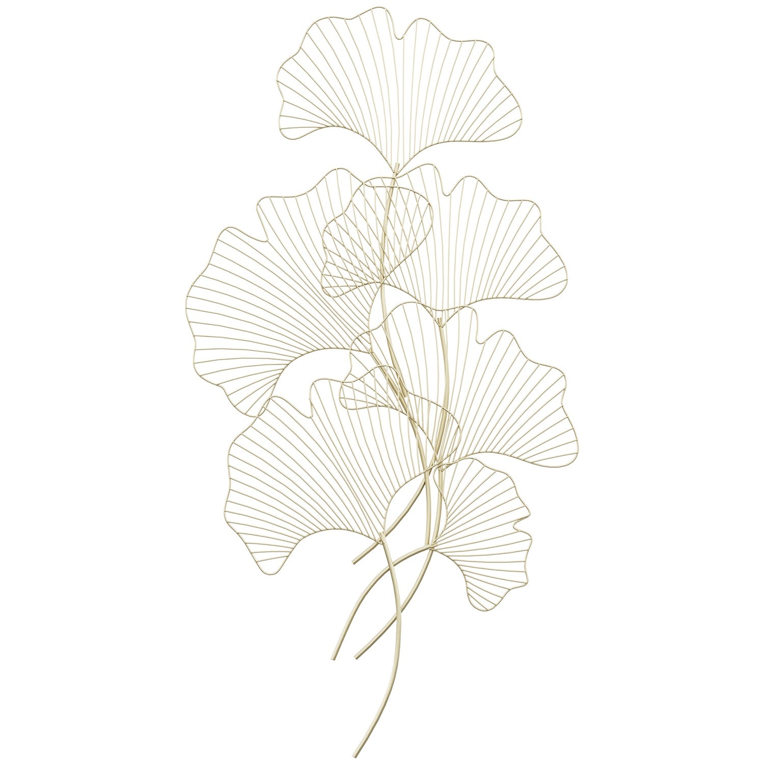 Guld 3D metallväggkonst med ginkgoblad, 51x94,5 cm