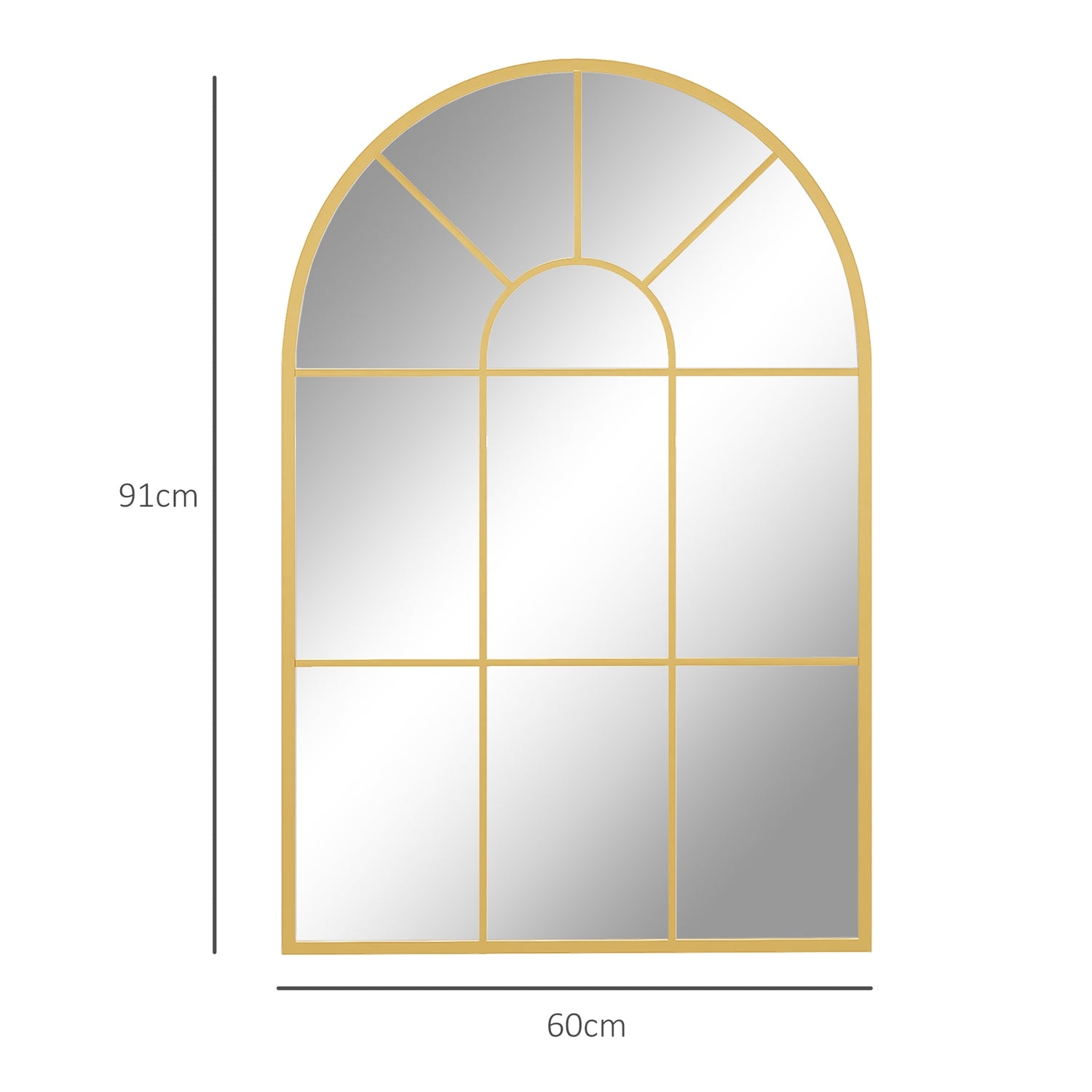 Guld dekorativ väggspegel – 91 x 60 cm, metallram