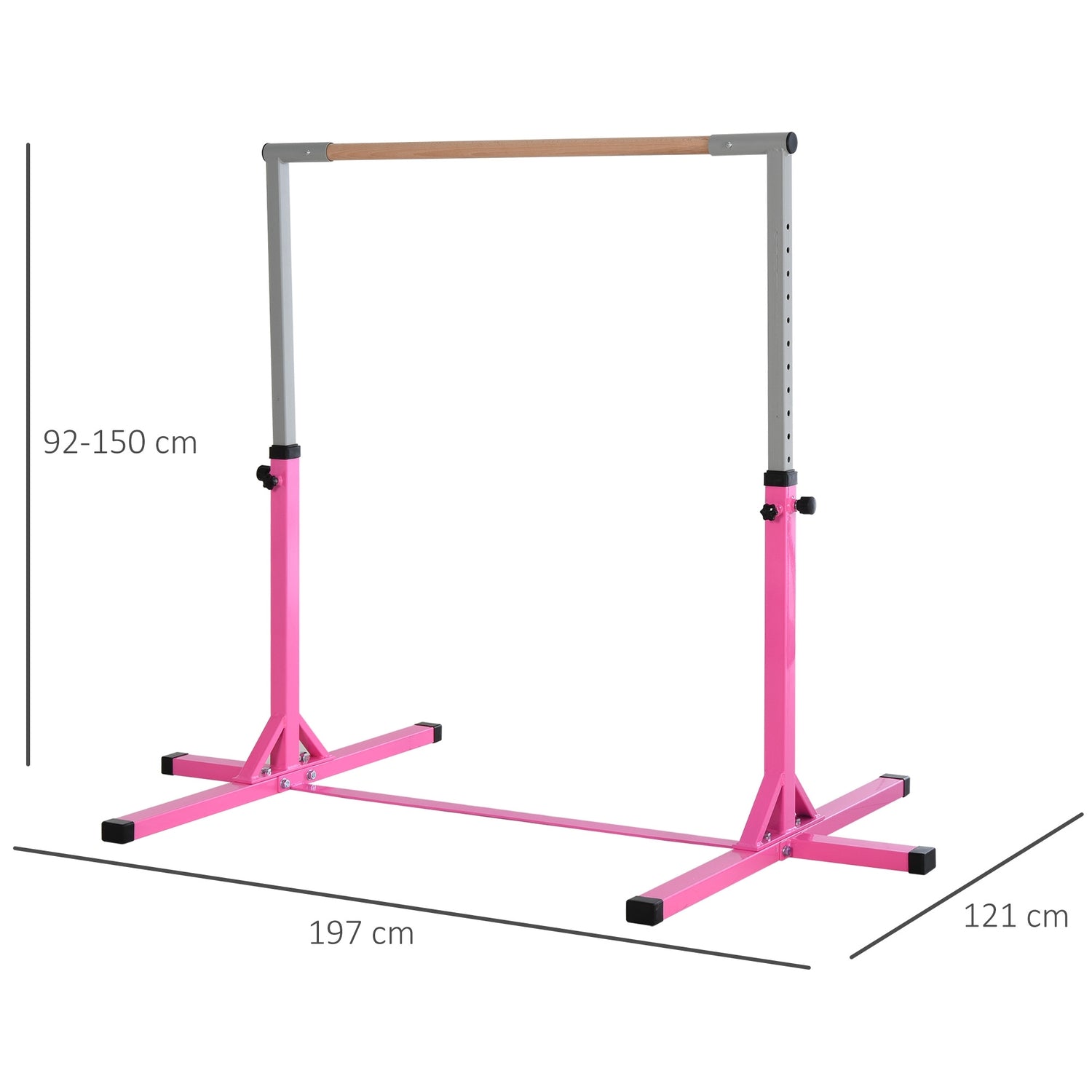 Gymnastik högstång, höjdjusterbar, rosa stålstänger