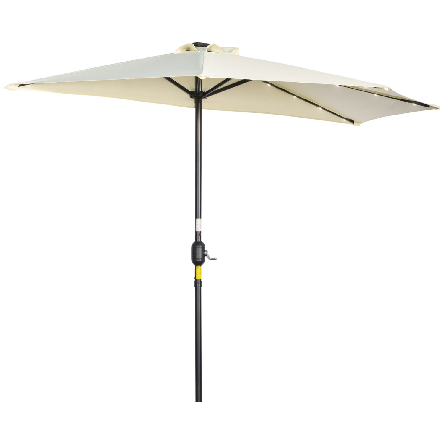 Halvt paraply med LED-lampor, handvev, solpanel, beige