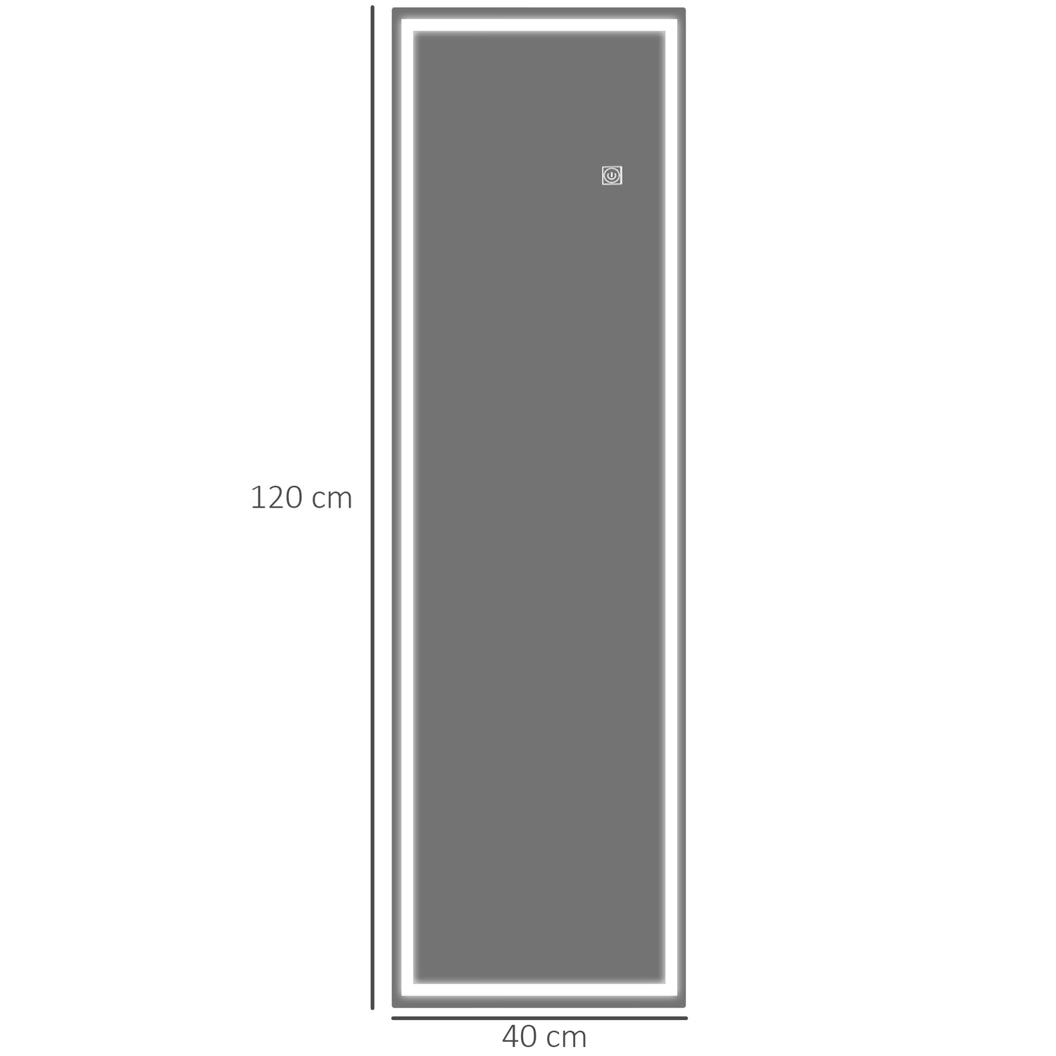 Obdélníkové nástěnné zrcadlo v plné délce s LED osvětlením, 120 x 40 cm