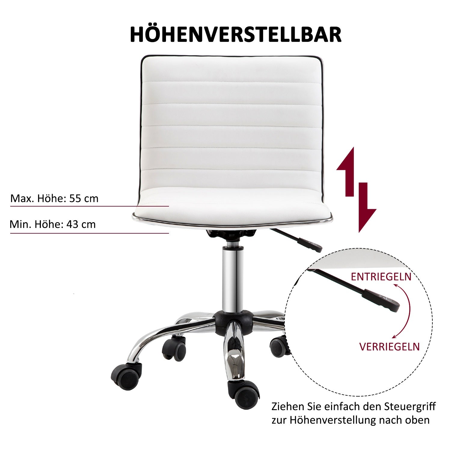 Höjdjusterbar Salong Frisörstol, Vridbar, Vit
