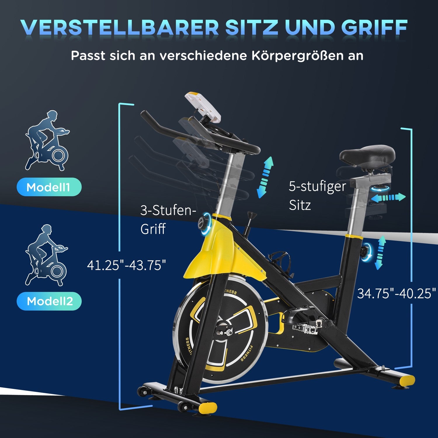 Höjdjusterbar cykeltränare med LCD-skärm