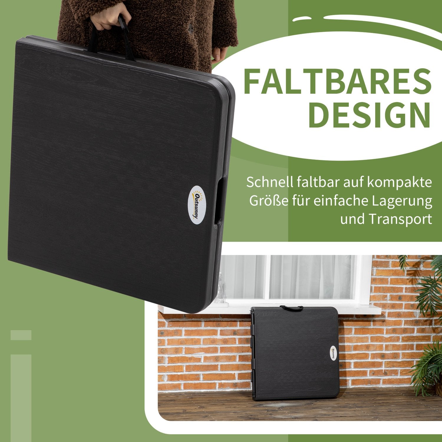 Höjdjusterbart hopfällbart trädgårdsbord – Stålstomme, 4 säten