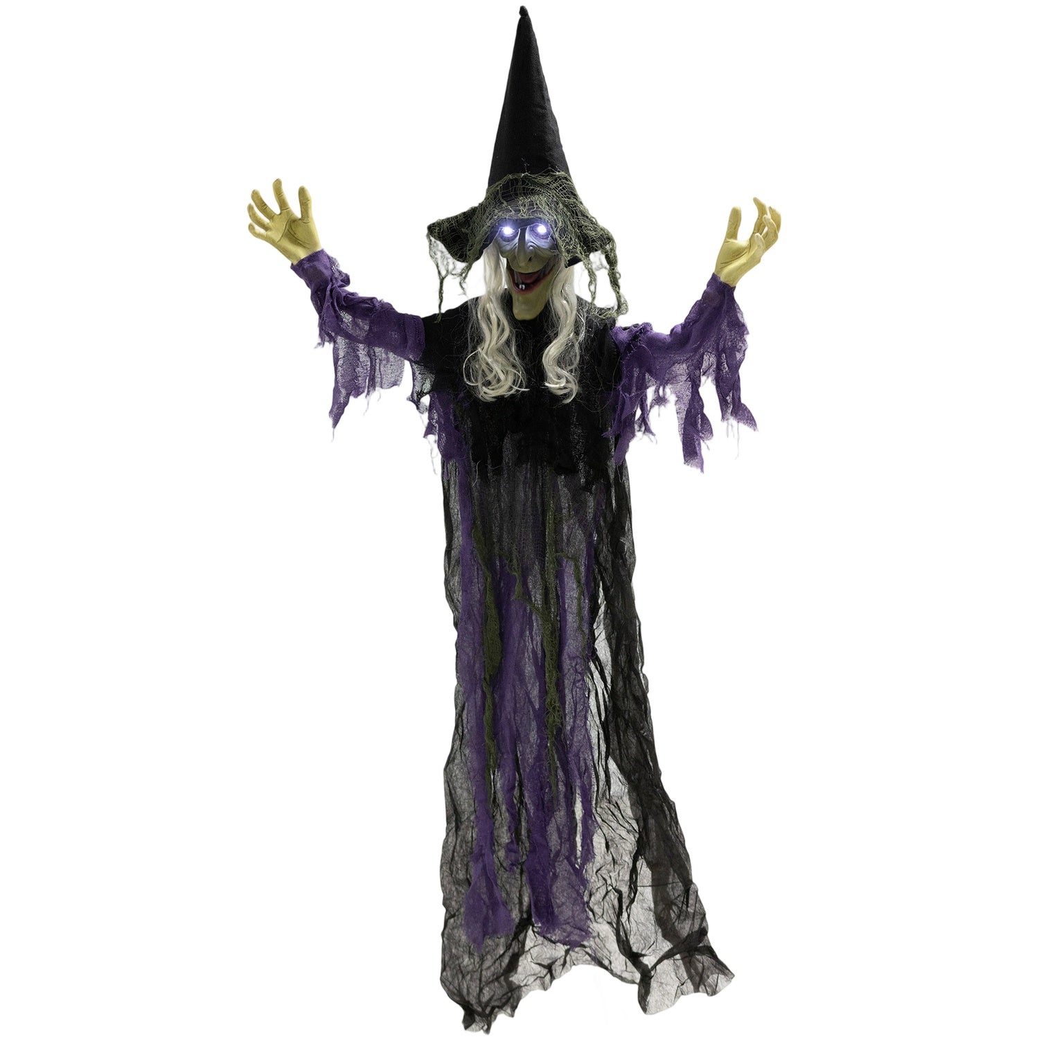 Hängande Halloweenhäxa med LED-ljus, ljud, 183 cm