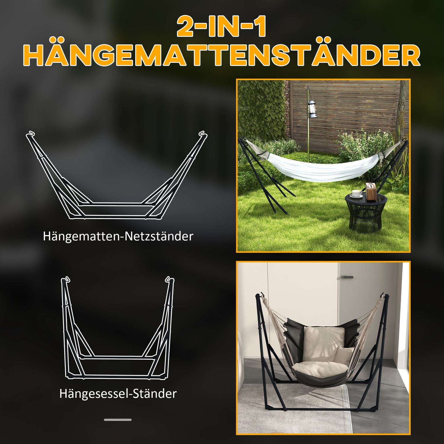 Hängmattor av stål med hängmatta, kapacitet 120 kg