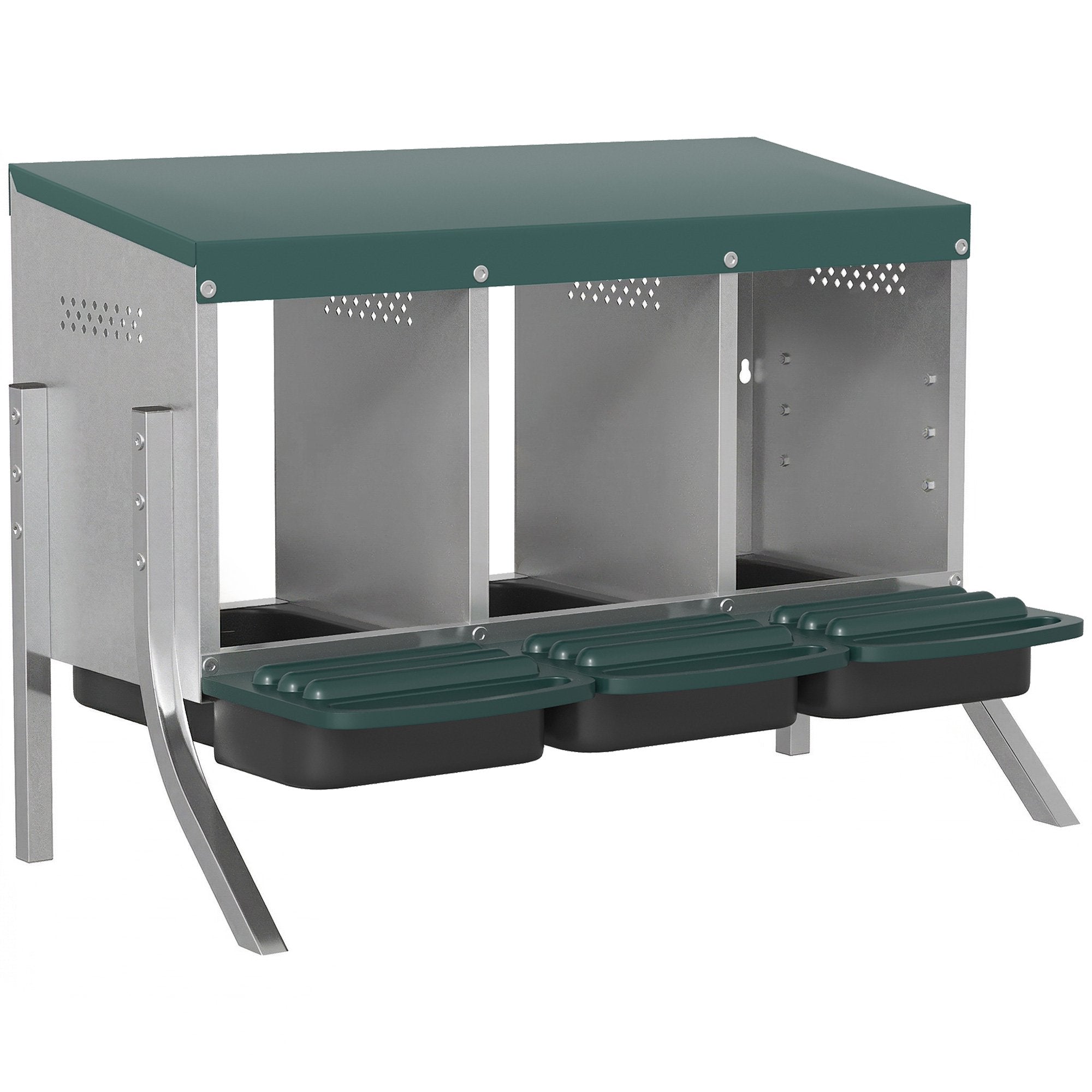 Hönsholk med ventilation, 3 fack, metall
