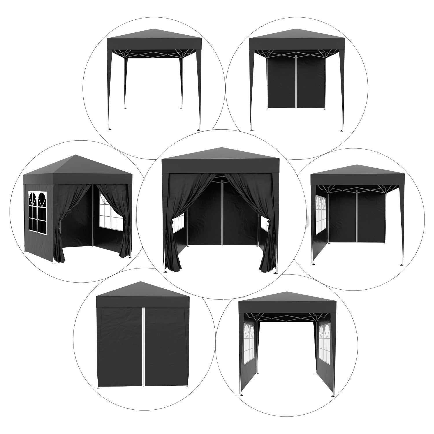 Hopfällbar 2x2M trädgårdslusthus, UV-skyddad, 4 sidoväggar
