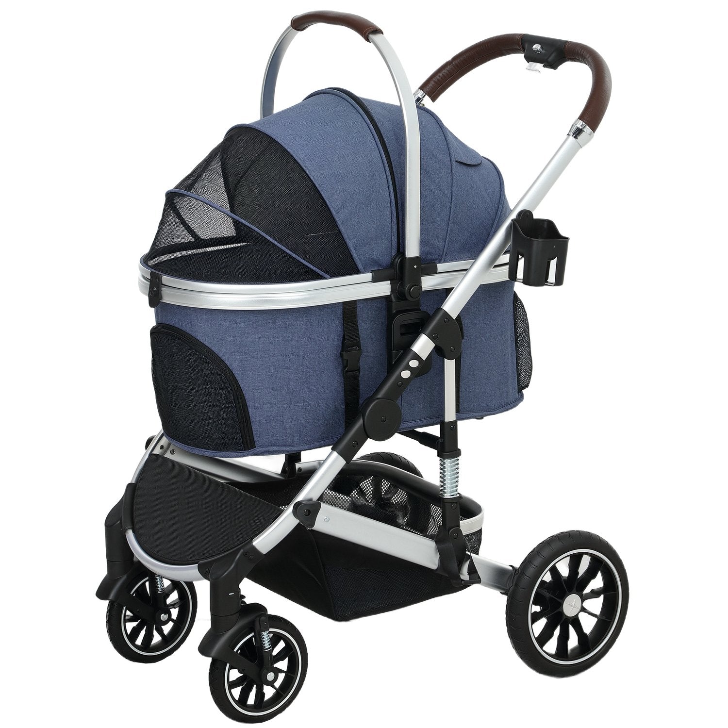 Skládací vozík pro domácí mazlíčky 3 v 1, nosnost 10 kg, modrý