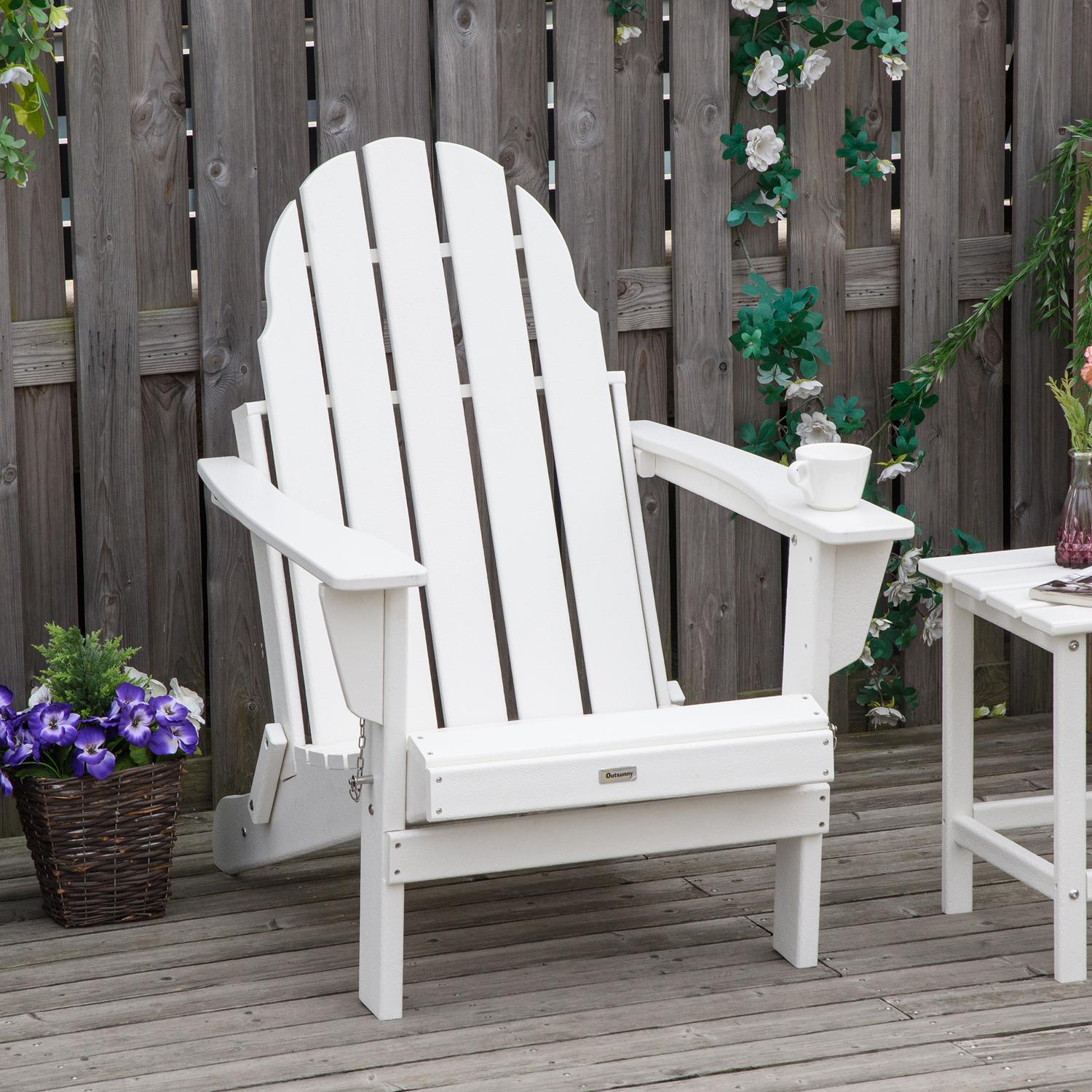 Hopfällbar Adirondack Trädgårdsstol – Vit, 75x87x93 cm