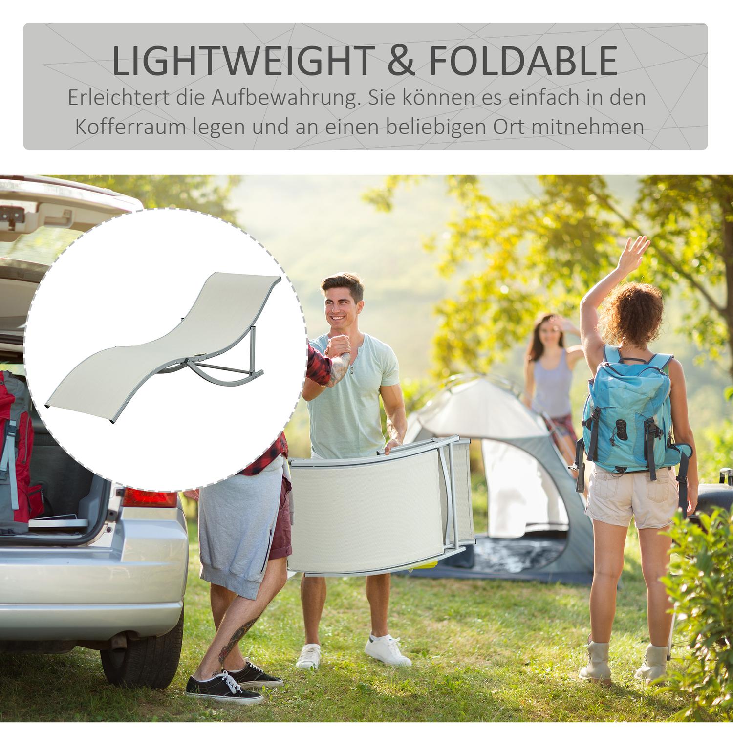 Hopfällbar Beige Garden Solstolar Set, Aluminium, Ergonomisk