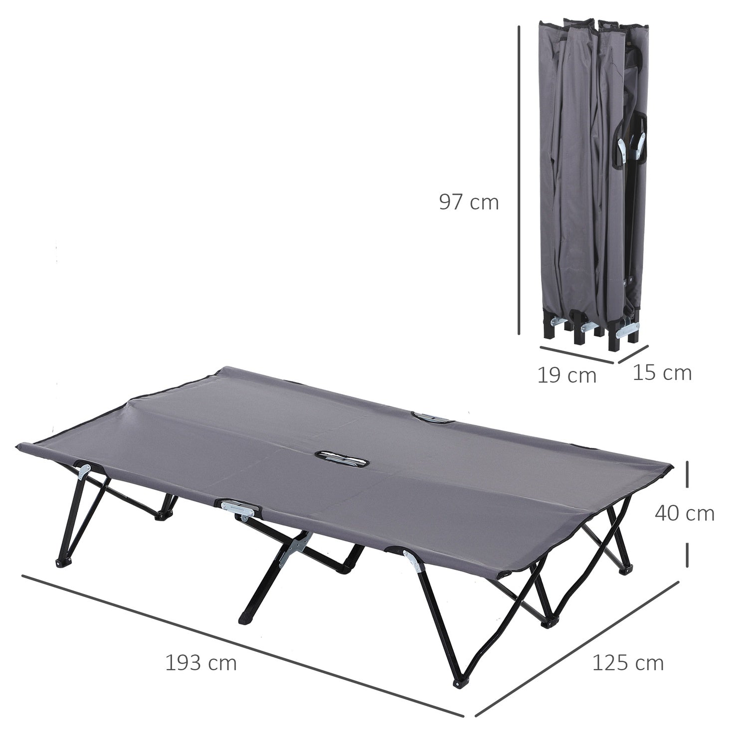 Skládací kempingová postel pro 2 osoby, nosnost 136 kg, s taškou