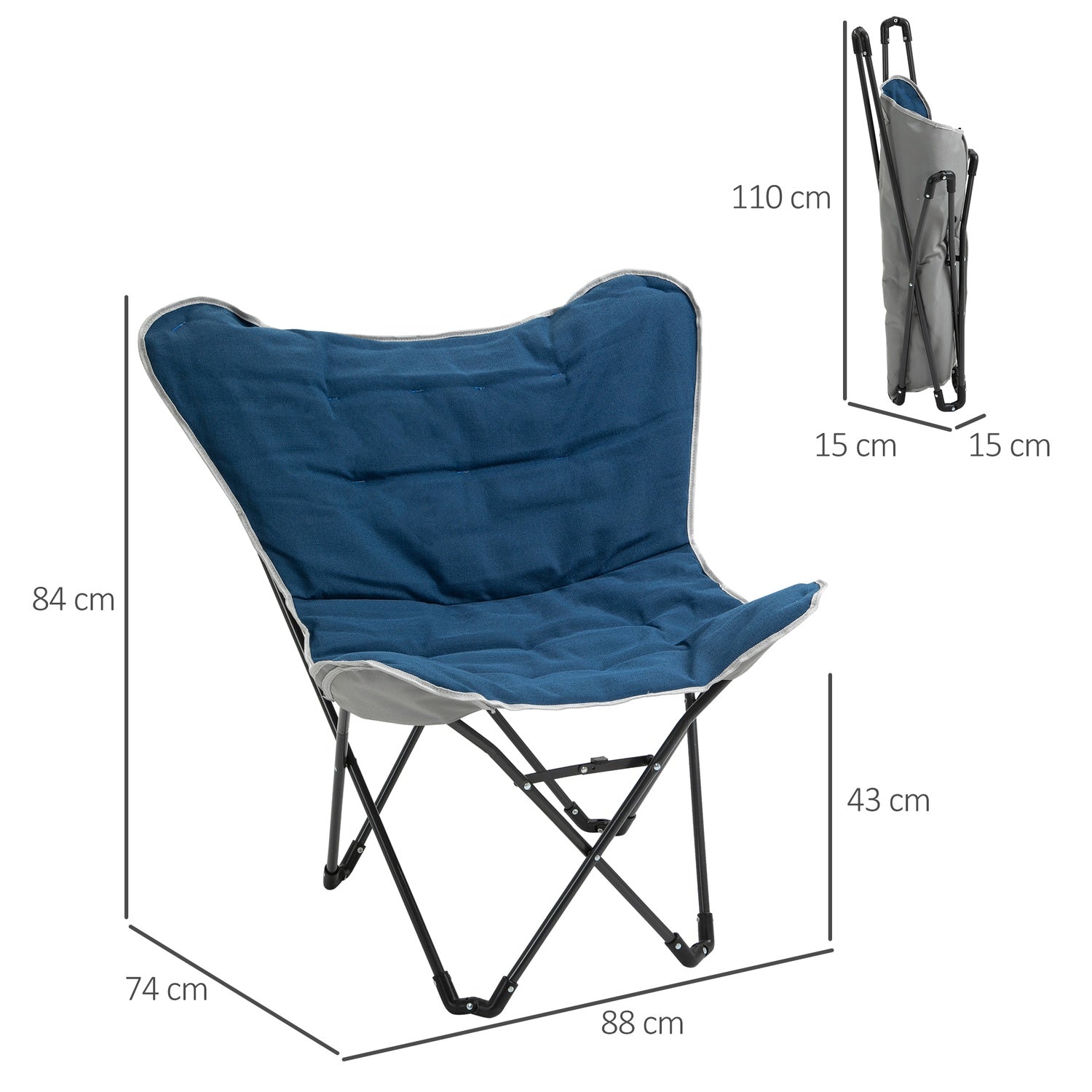 Hopfällbar campingstol, 120 kg belastning, lätt bärbar