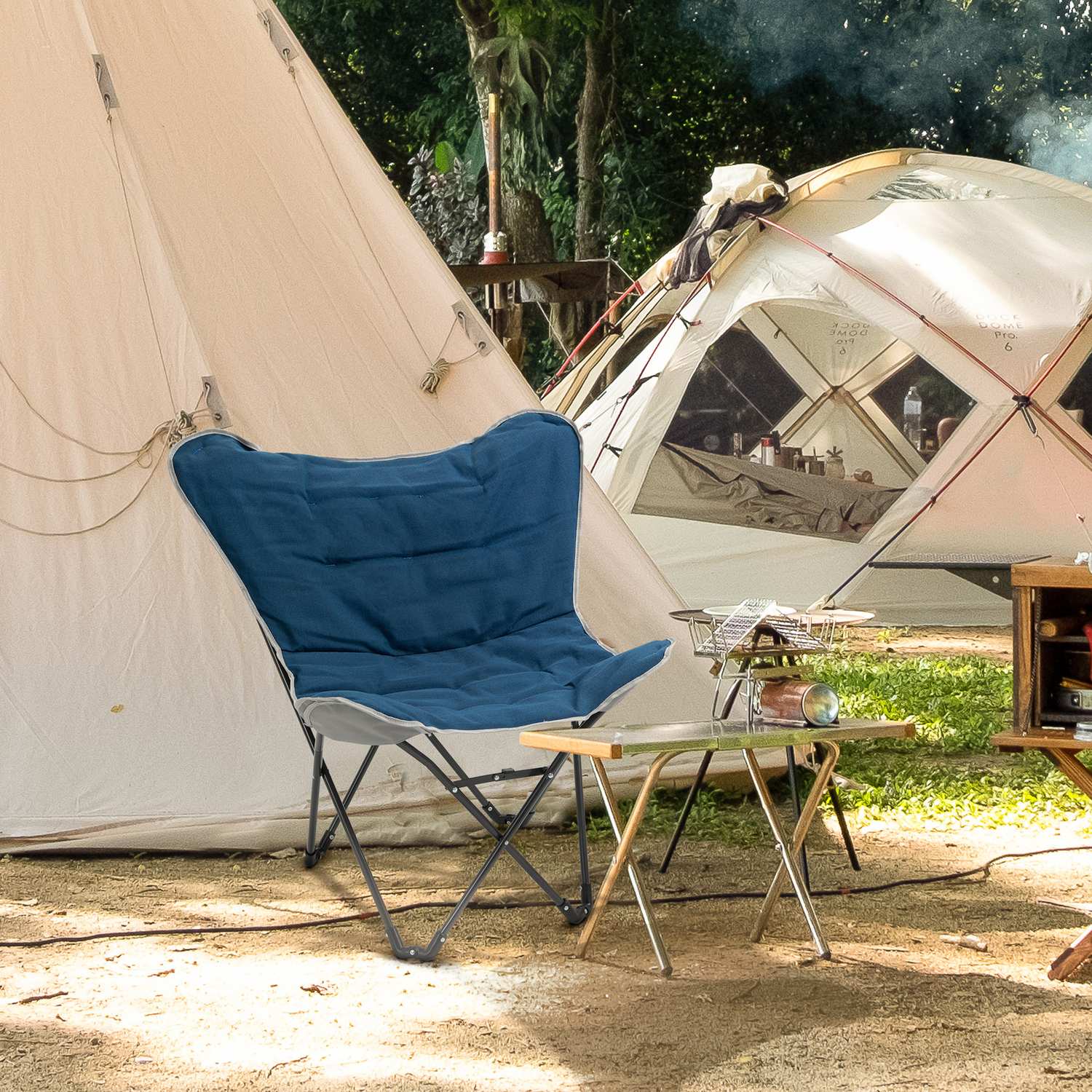 Hopfällbar campingstol, 120 kg belastning, lätt bärbar