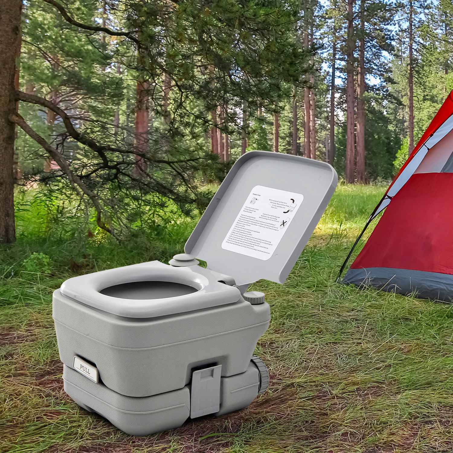 Hopfällbar campingtoalett, 200kg Kapacitet, 10L, Grå