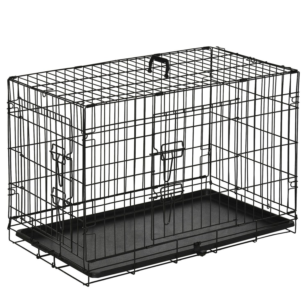 Skládací kovová klec pro psy v černé barvě – 76 x 46 x 52 cm