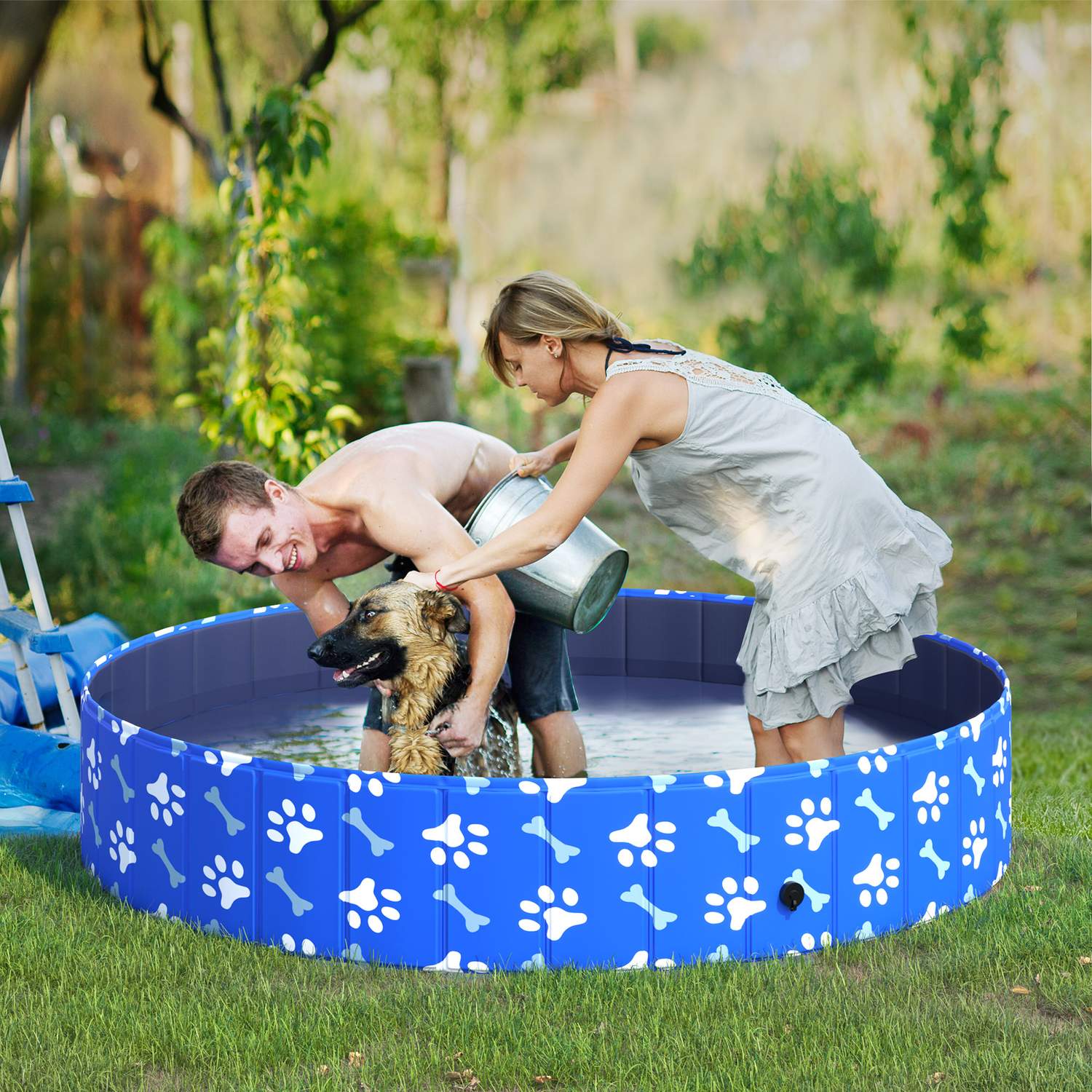 Hopfällbar hundpool & badkar – 160x30 cm för hundar & katter