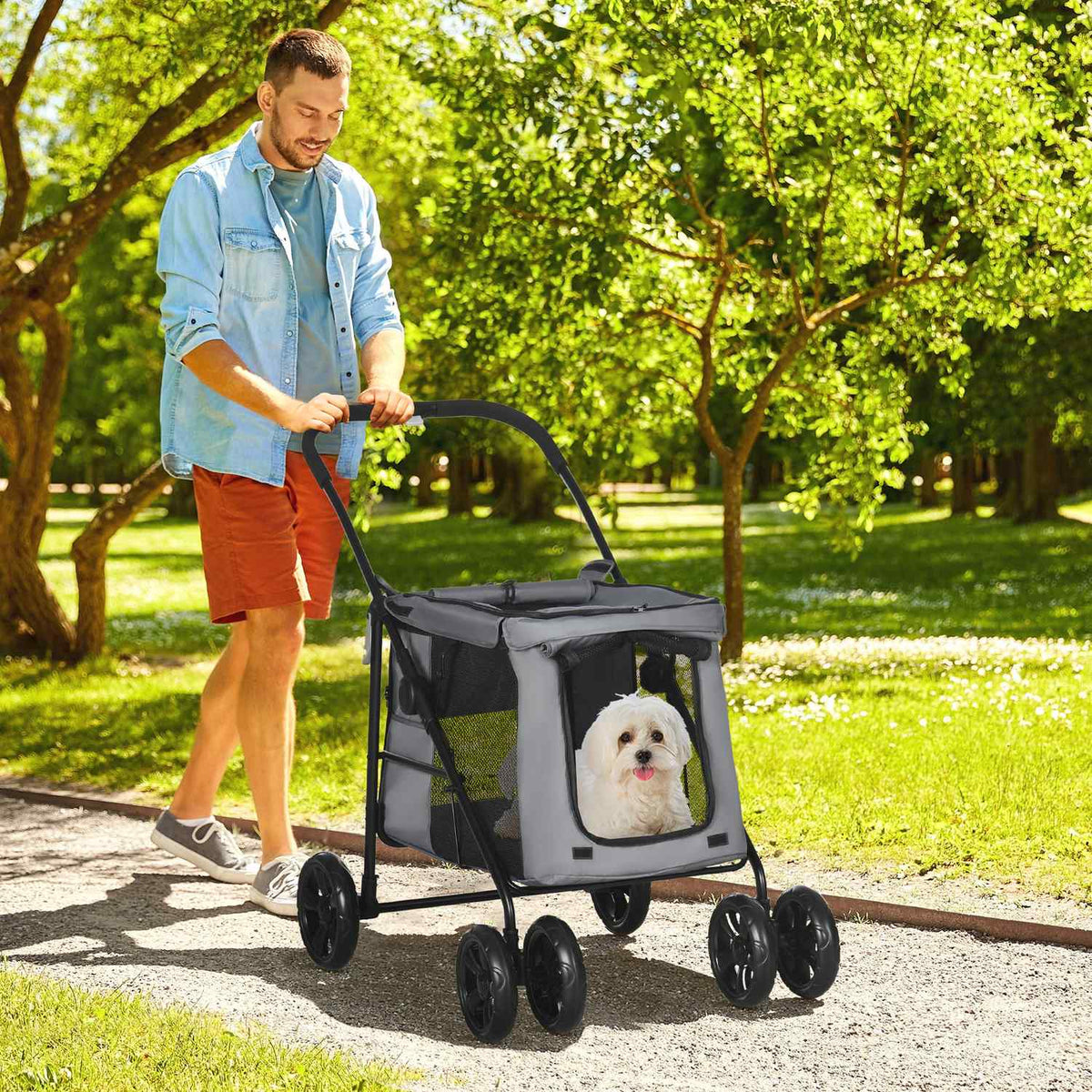 Skládací vozík pro domácí mazlíčky s polštářem a síťovinou, nosnost 20 kg