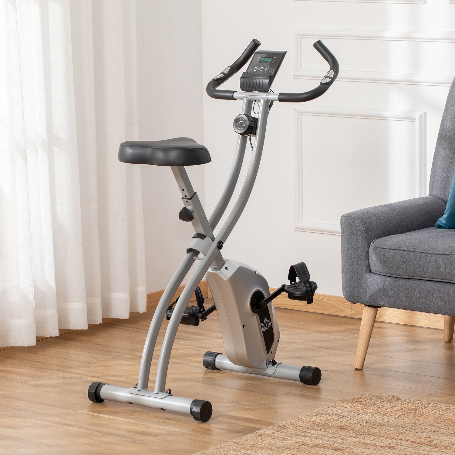 Hopfällbar motionscykel med 8-nivås magnetiskt motstånd