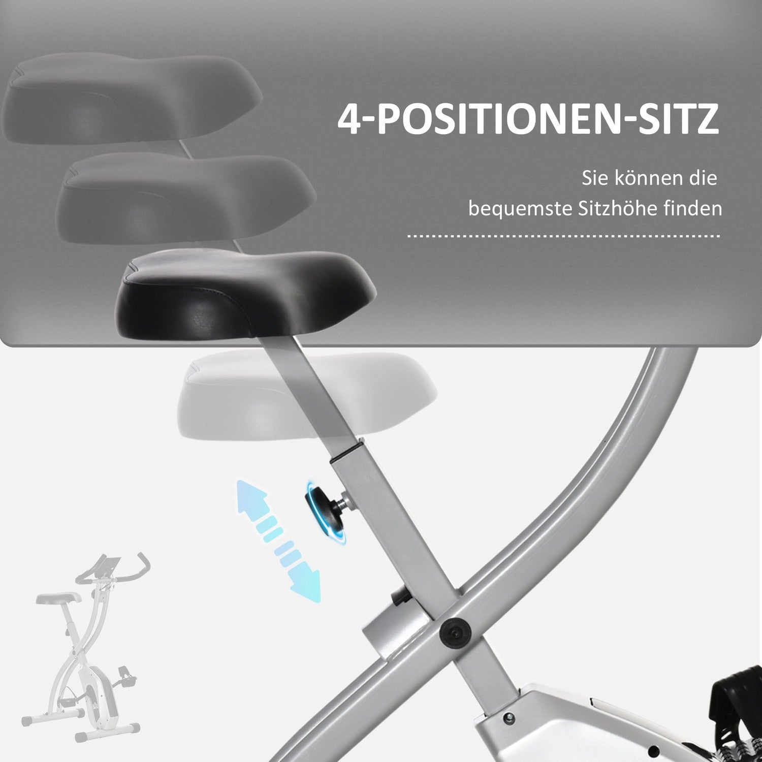 Hopfällbar motionscykel med 8-nivås magnetiskt motstånd