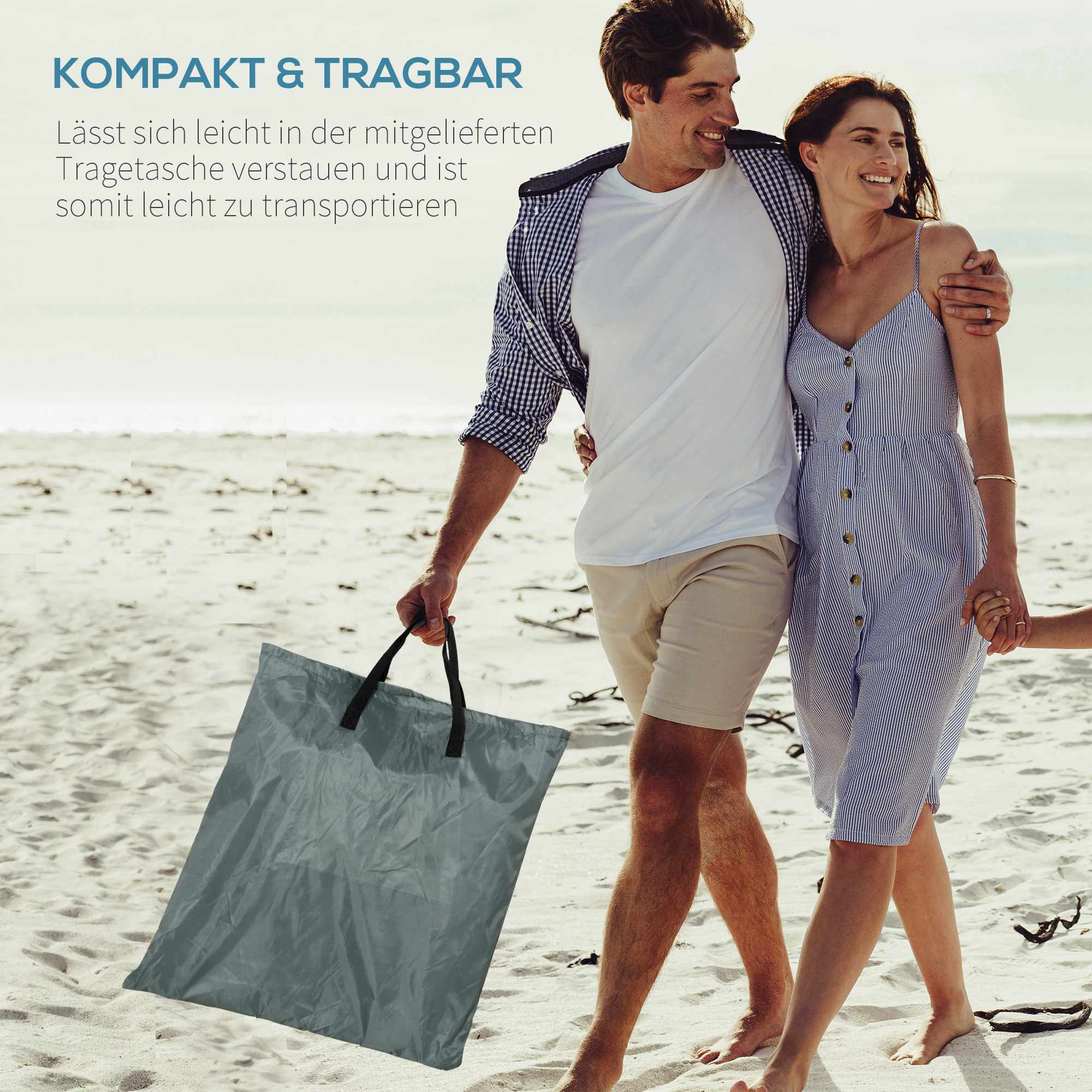Hopfällbar strandsängstol med dyna, justerbart ryggstöd