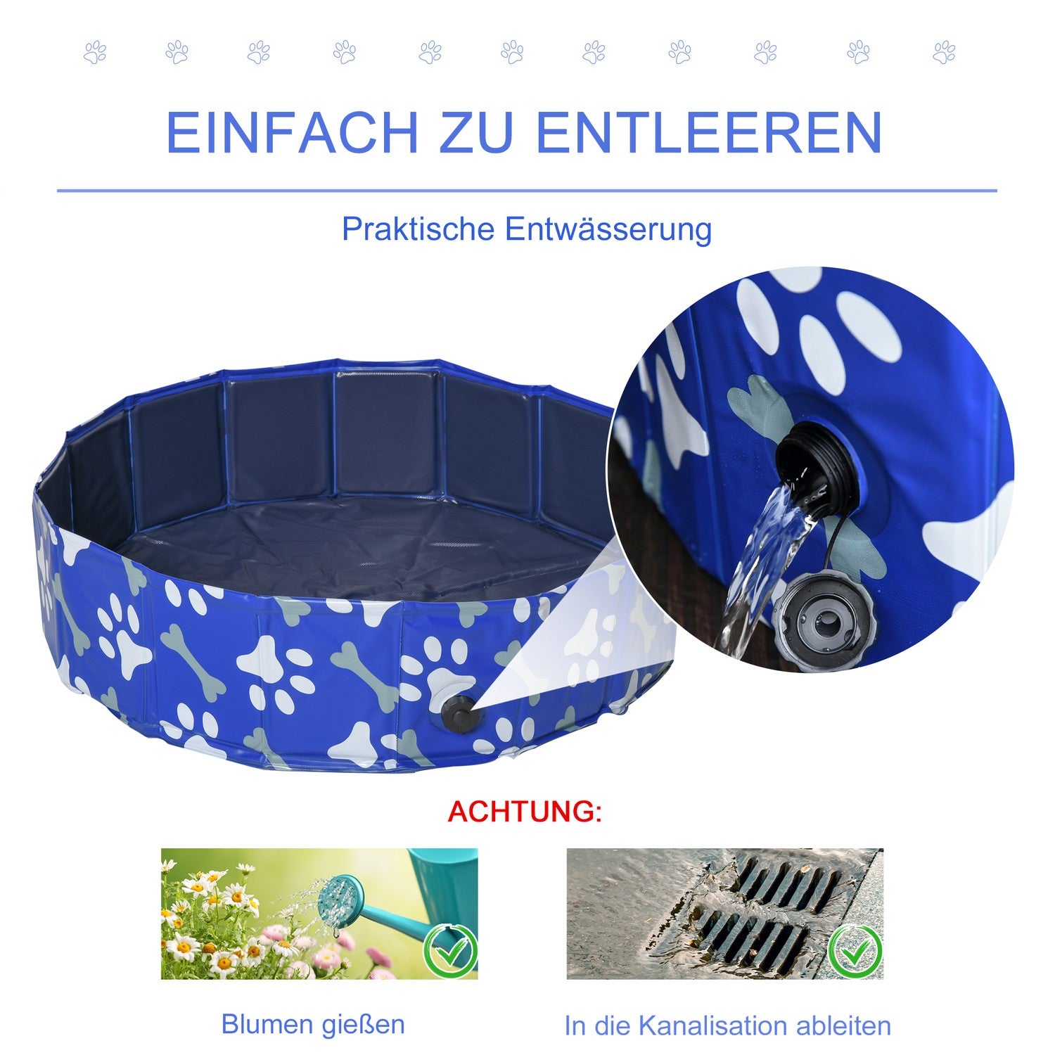 Hopfällbart hundpoolbadkar för husdjur, 80 cm diameter