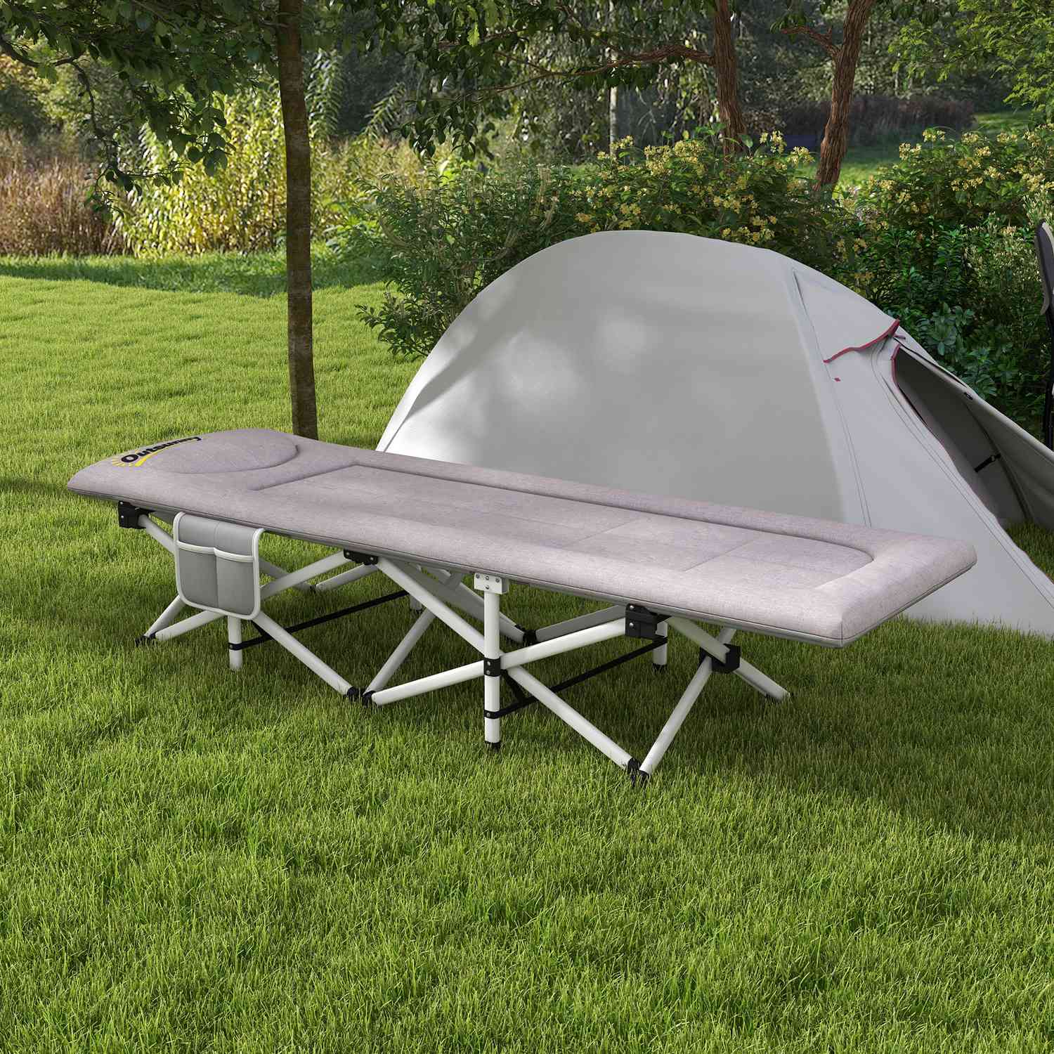 Skládací kempingová postel, Oxford Grey – nosnost 200 kg, 200x65x42cm