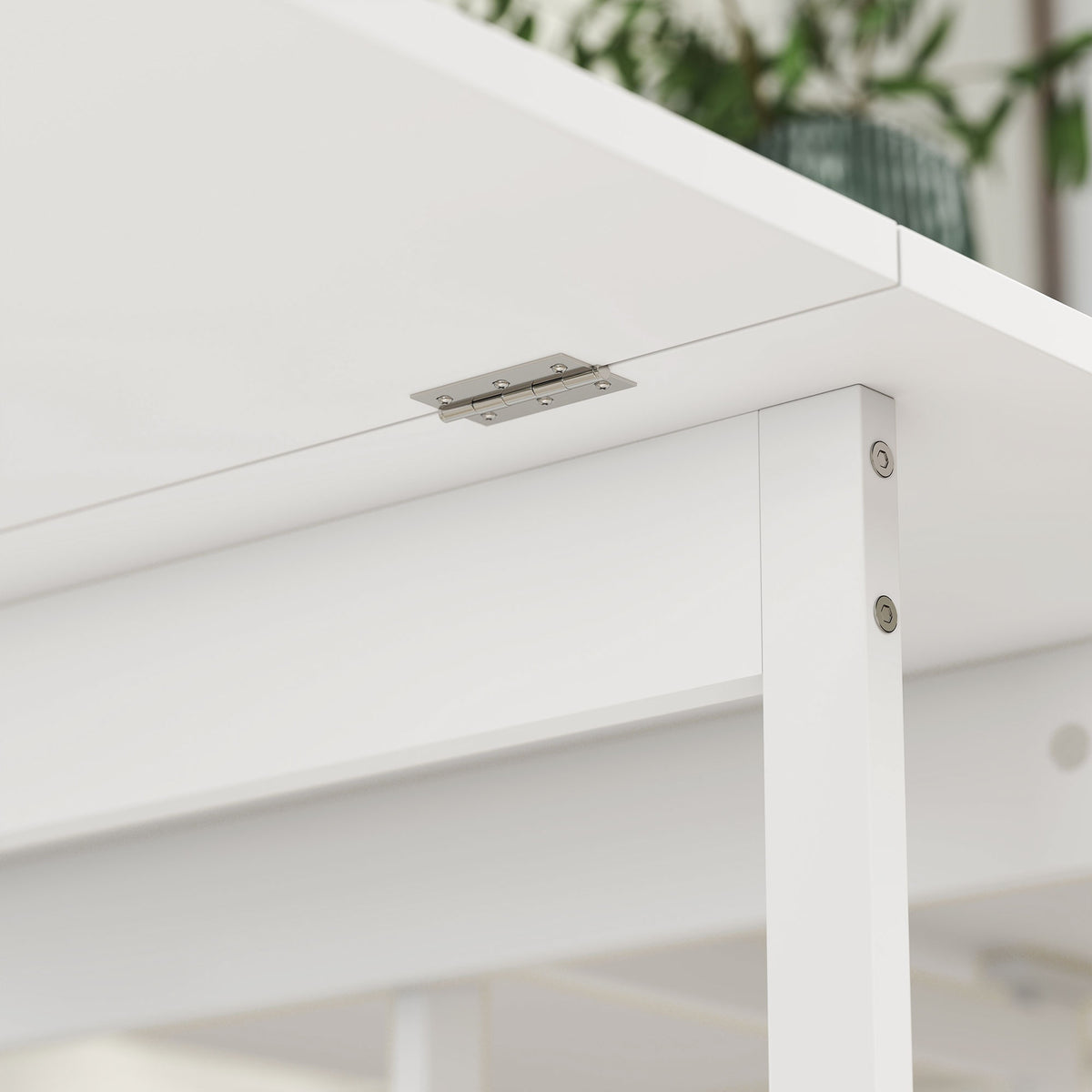 Skládací jídelní stůl, industriální design, pro 4 osoby, bílý